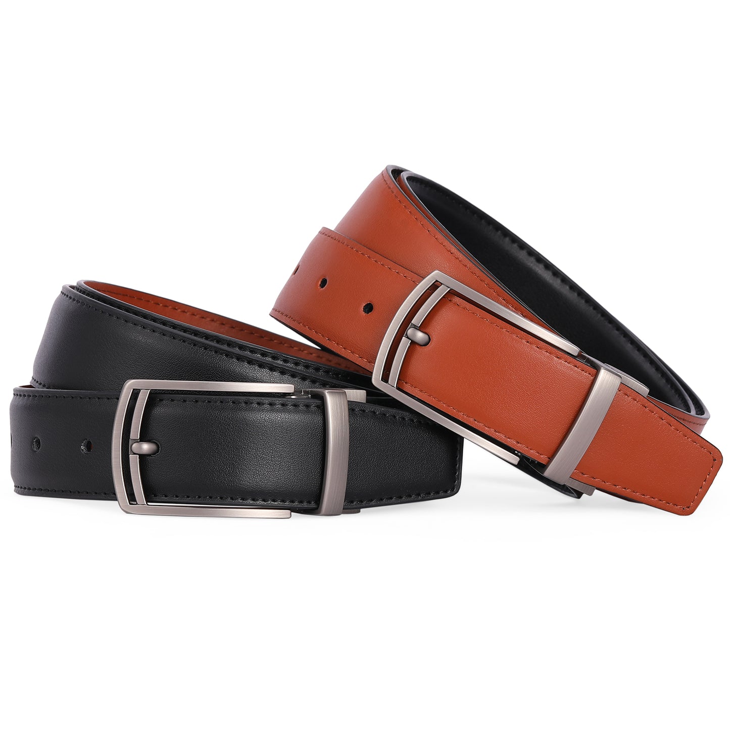 SENDEFN Mens Leather Belt Rotated Buckle Reversible Casual Jeans Dress Belts 1.25" Wide With Gift Box