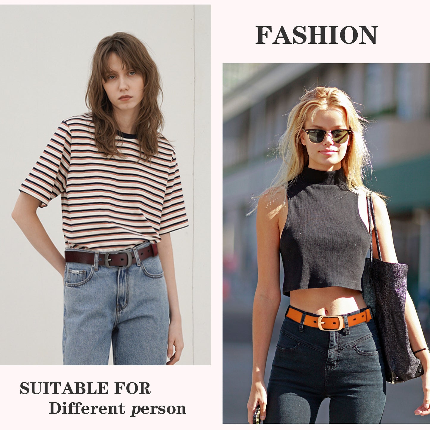 SENDEFN 2 Pack Women Leather Belts with Pin Buckle Waist Belt for Jeans Pants Dresses