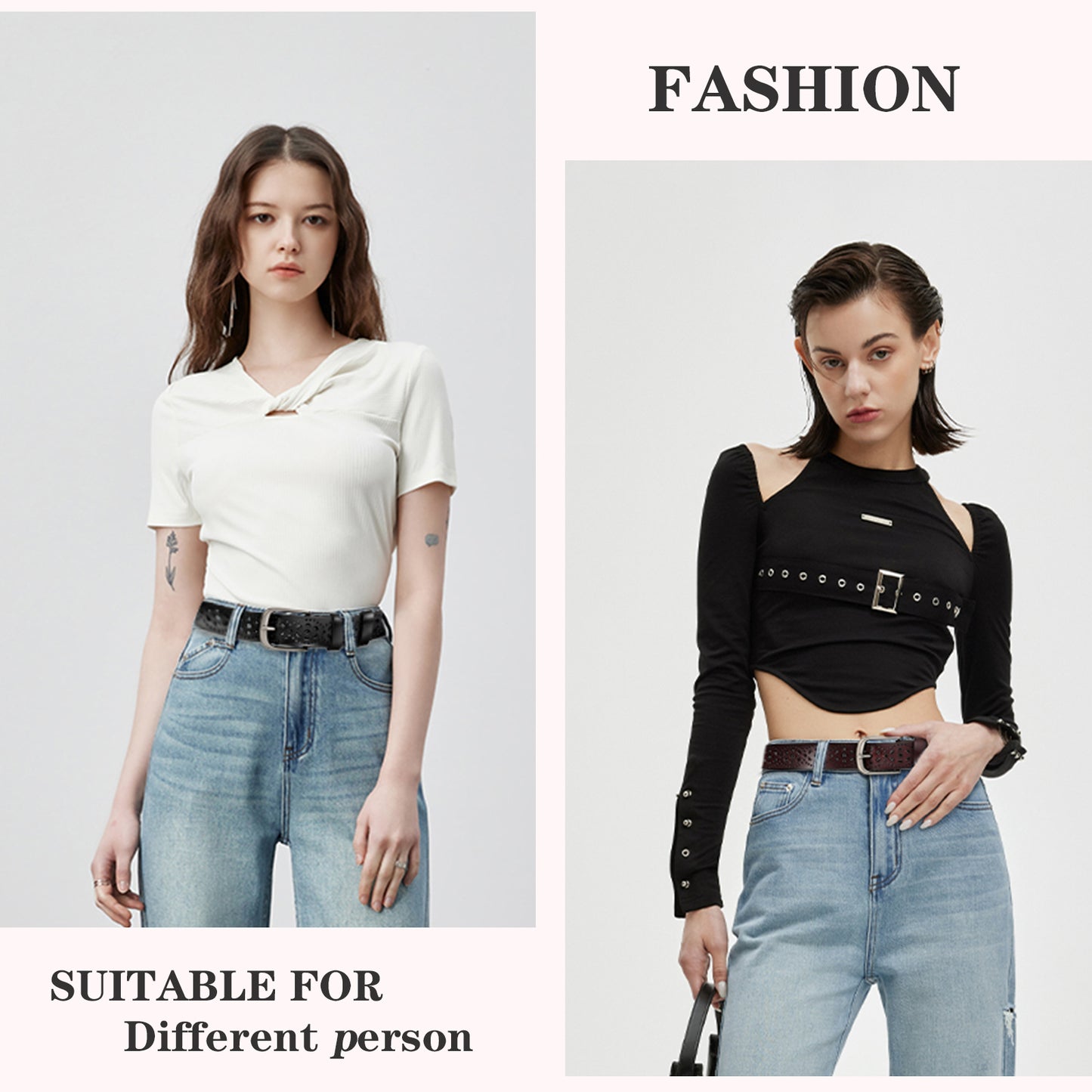 SENDEFN 2 Pack Women Leather Belts with Pin Buckle Waist Belt for Jeans Pants Dresses