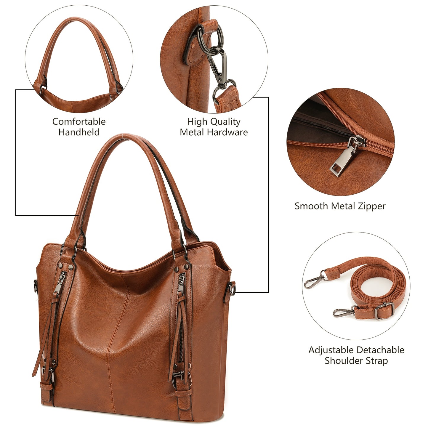 SENDEFN Tote Bag for Women Leather Shoulder Bags Fashion Sling Bags and Handbags with Adjustable Shoulder Strap