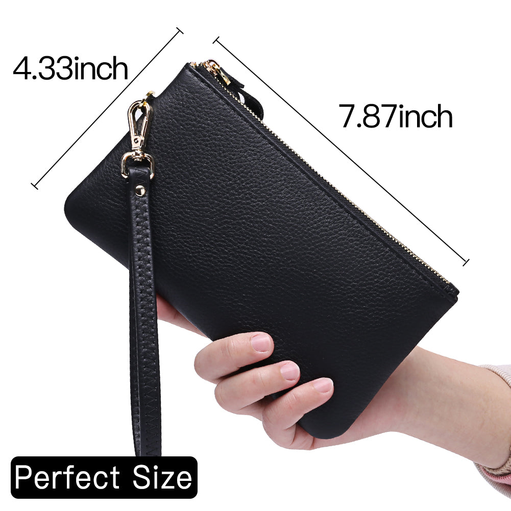 Sendefn Women's Wristlet Clutch Slim Leather Wallet RFID Blocking Handbag