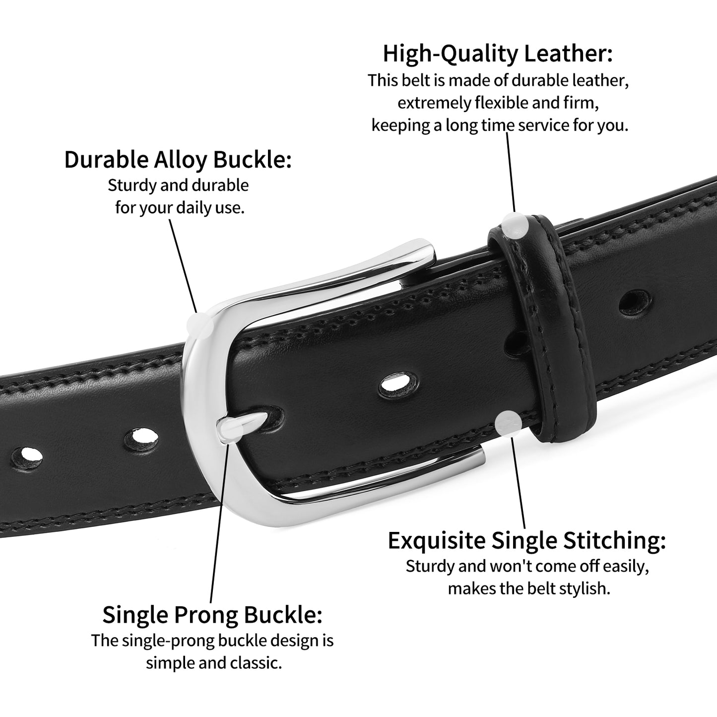 SENDEFN Men's Leather Belt with Metal Buckle,Classic Work Business Dress Belt in Gift Box