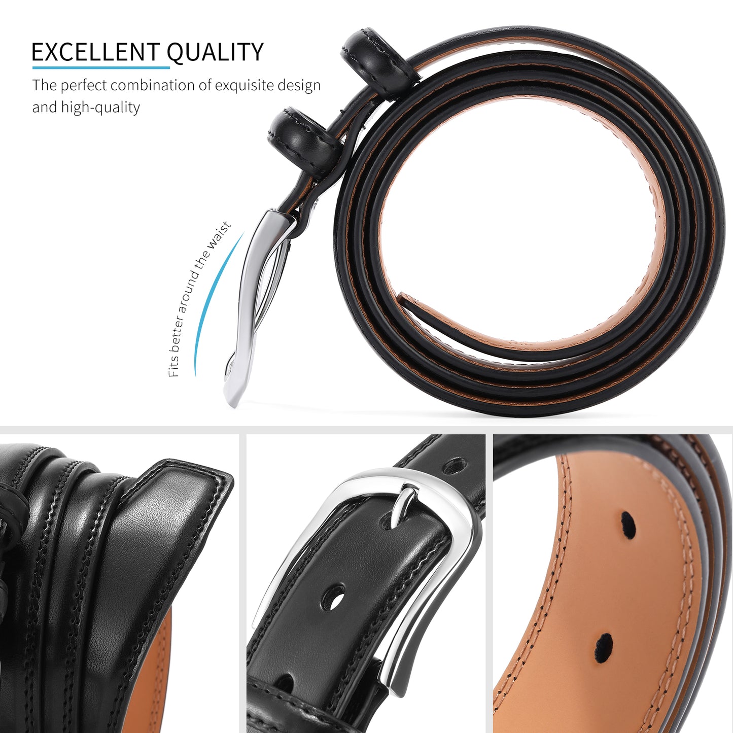 SENDEFN Men's Leather Belt with Metal Buckle,Classic Work Business Dress Belt in Gift Box