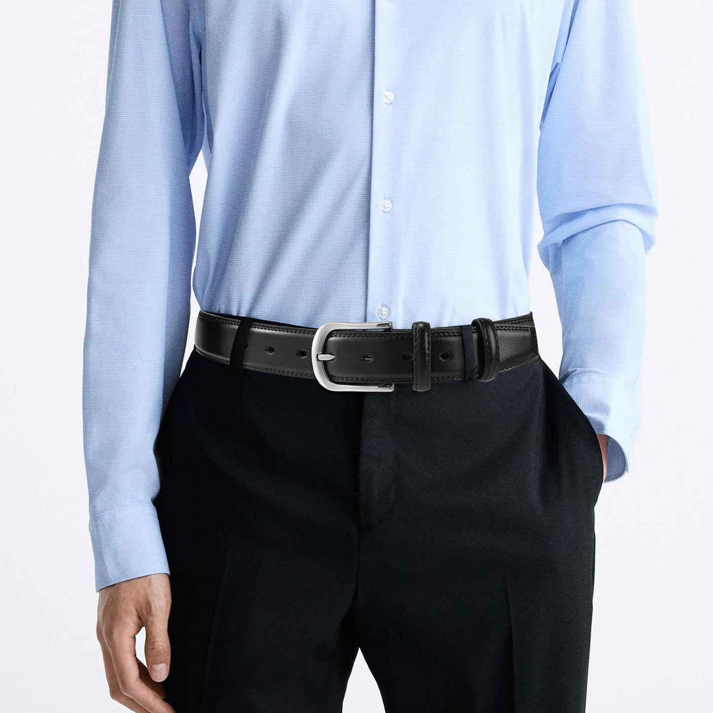 SENDEFN Men's Leather Belt with Metal Buckle,Classic Work Business Dress Belt in Gift Box