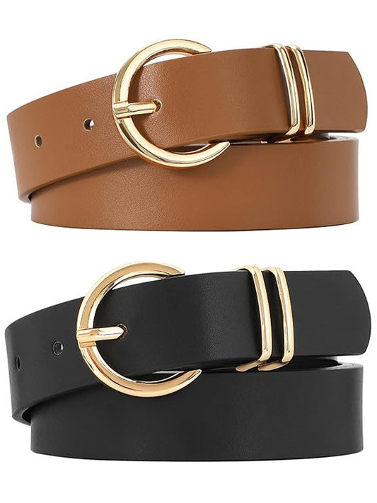 SENDEFN 2 Pack Women Leather Belts with Pin Buckle Waist Belt for Jeans Pants Dresses