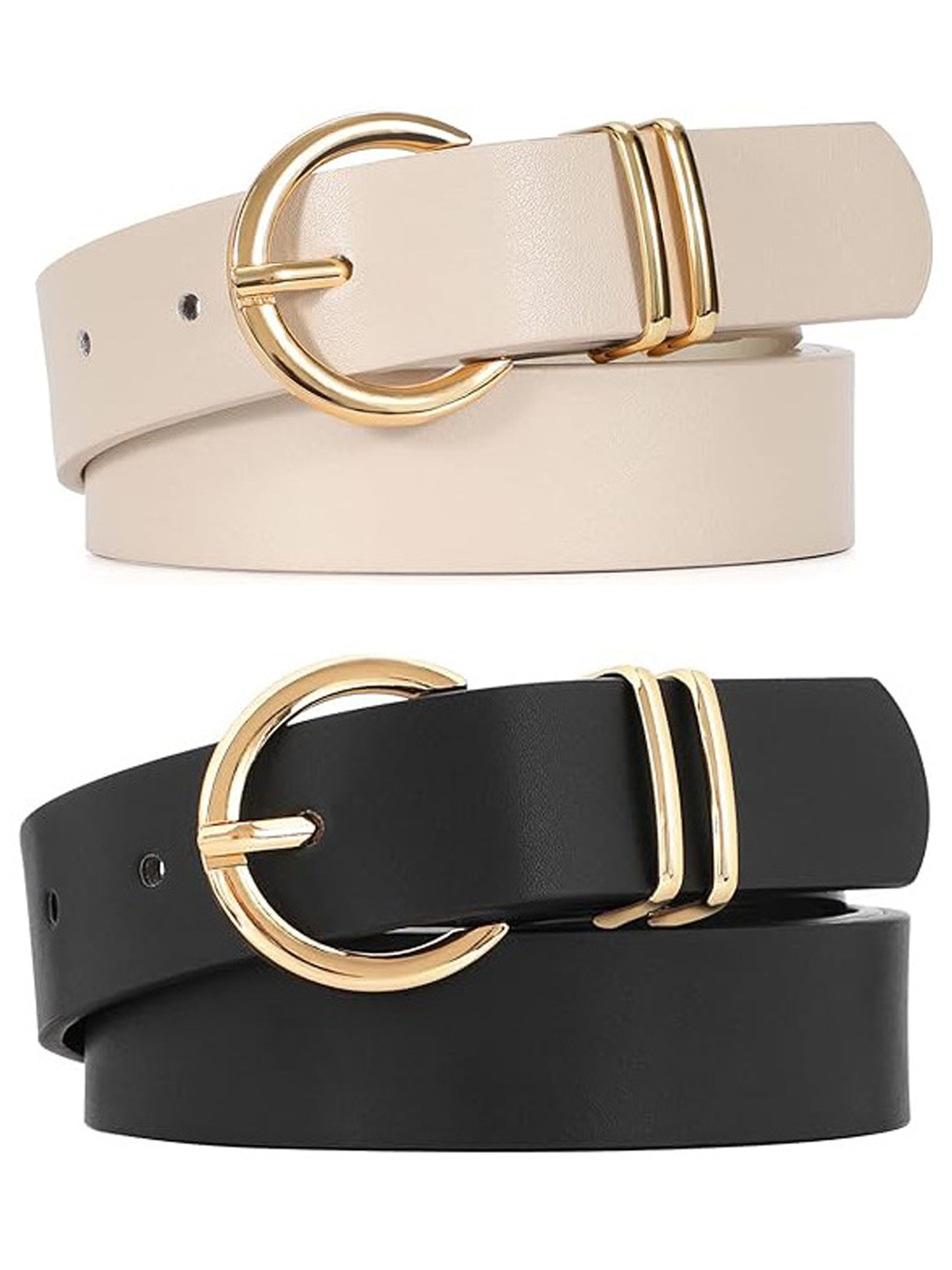 SENDEFN 2 Pack Women Leather Belts with Pin Buckle Waist Belt for Jeans Pants Dresses