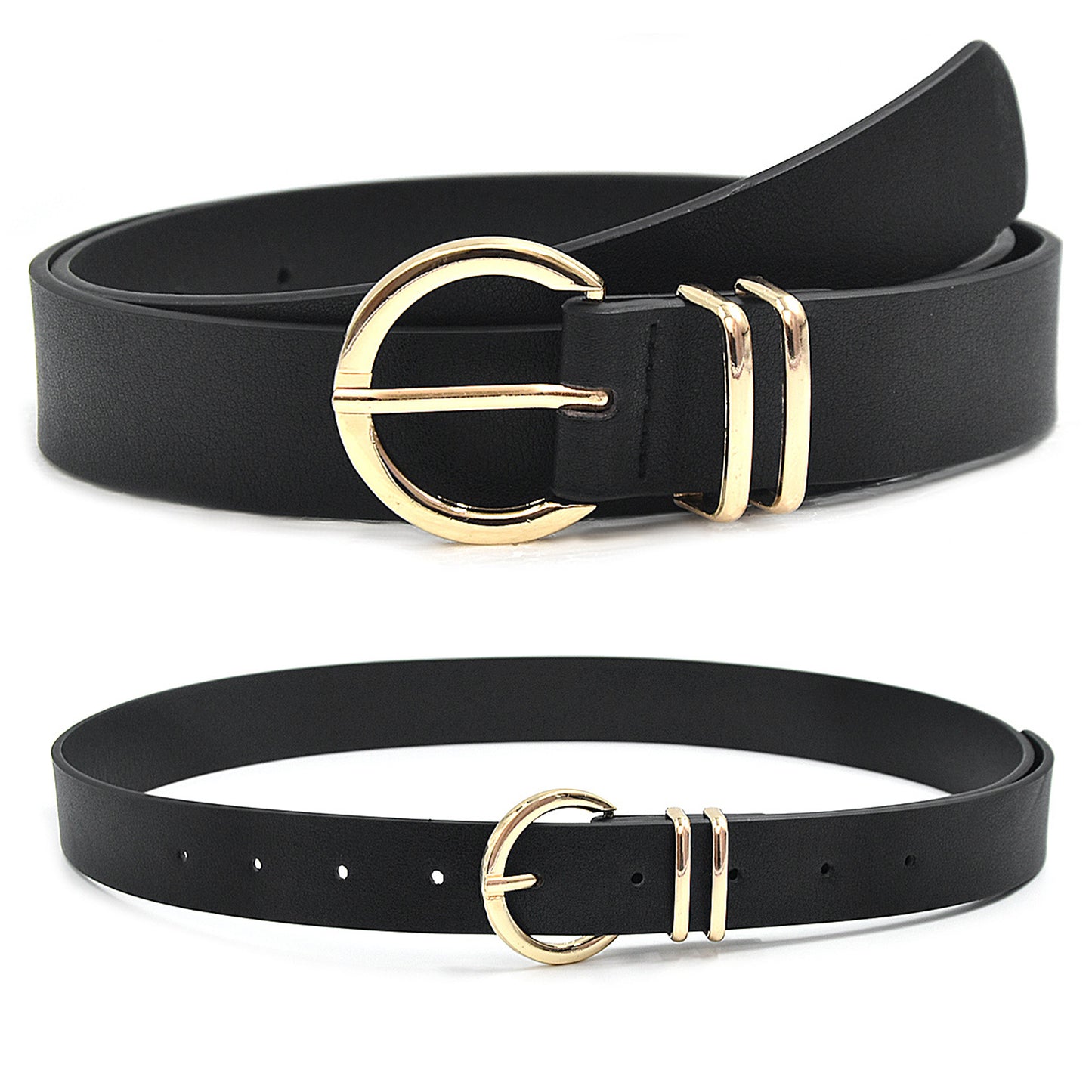 SENDEFN 2 Pack Women Leather Belts with Pin Buckle Waist Belt for Jeans Pants Dresses