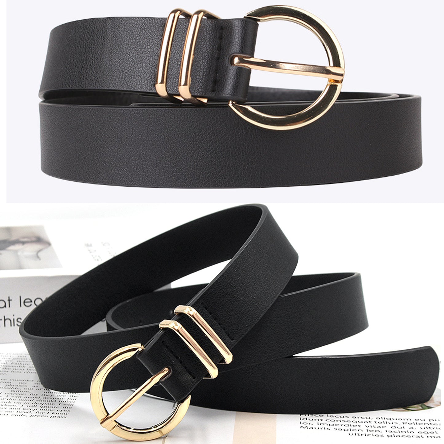 SENDEFN 2 Pack Women Leather Belts with Pin Buckle Waist Belt for Jeans Pants Dresses