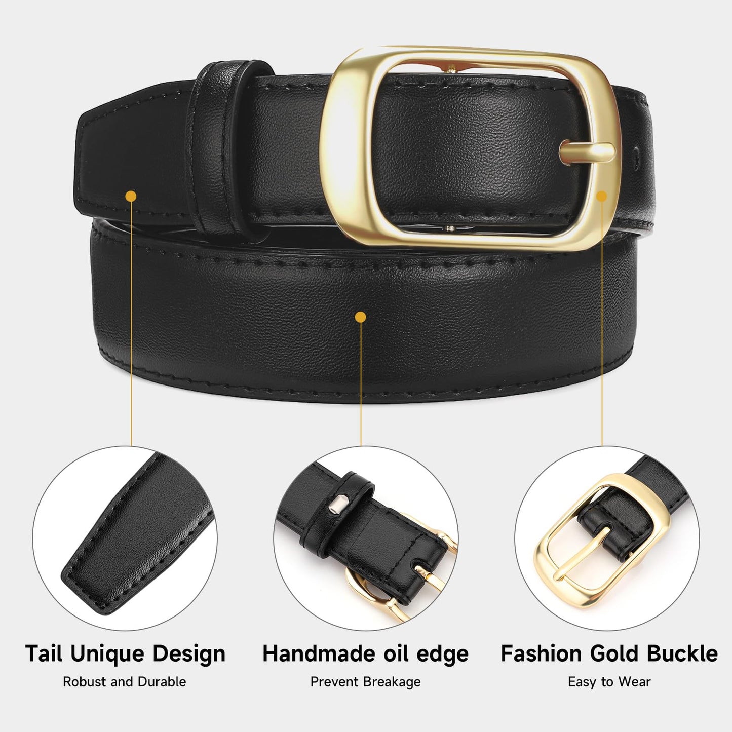 SENDEFN 2 Pack Women Leather Belts with Pin Buckle Waist Belt for Jeans Pants Dresses