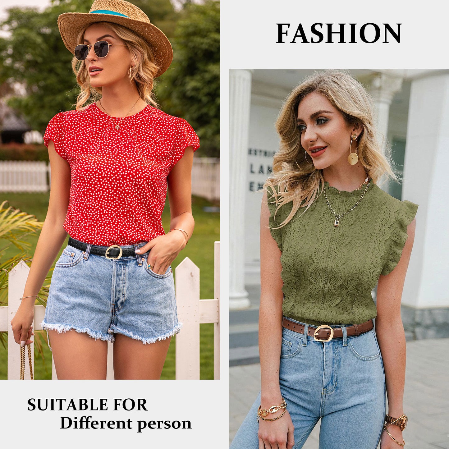 SENDEFN 2 Pack Women's Belts Leather with Gold Buckle Fashion Waist Belt for Ladies Casual Jeans Dresses