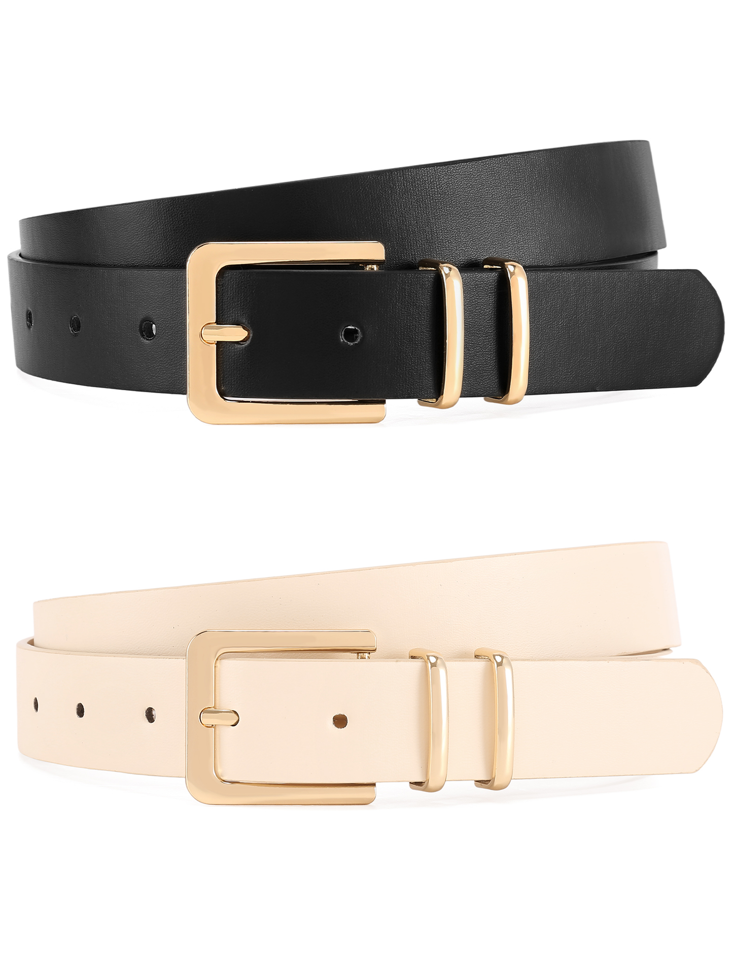 SENDEFN 2 Pack Women Leather Belts with Pin Buckle Waist Belt for Jeans Pants Dresses