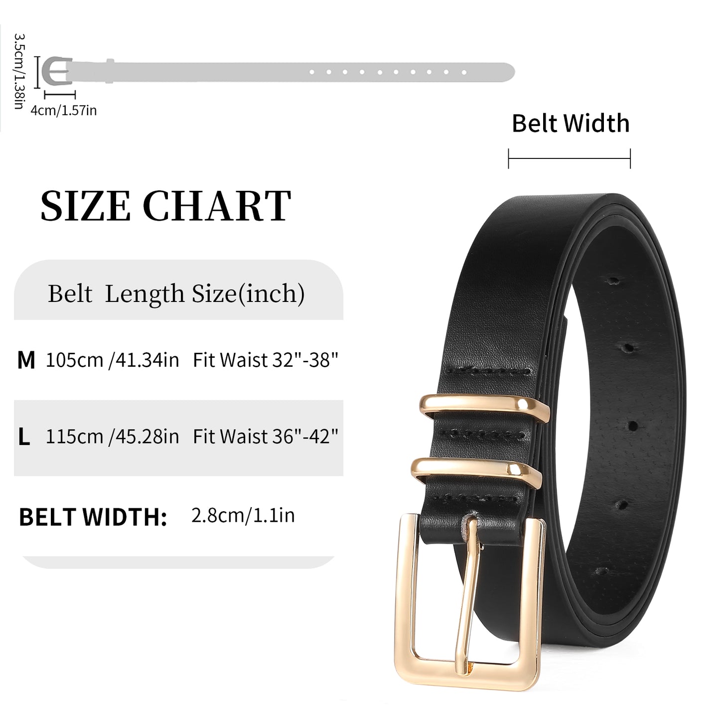 SENDEFN 2 Pack Women Leather Belts with Pin Buckle Waist Belt for Jeans Pants Dresses