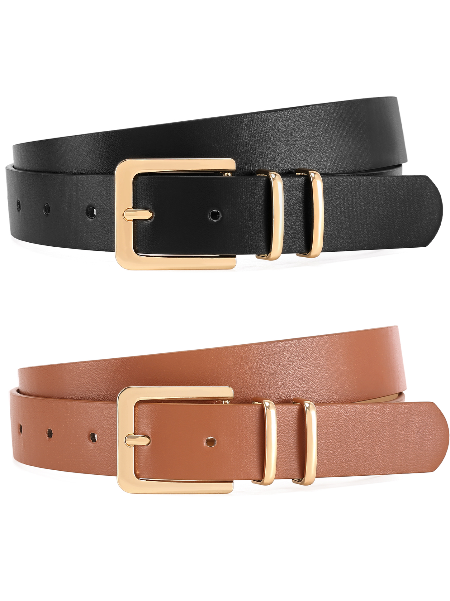SENDEFN 2 Pack Women Leather Belts with Pin Buckle Waist Belt for Jeans Pants Dresses