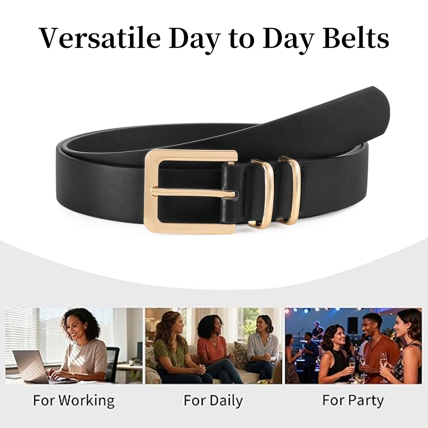 SENDEFN 2 Pack Women Leather Belts with Pin Buckle Waist Belt for Jeans Pants Dresses