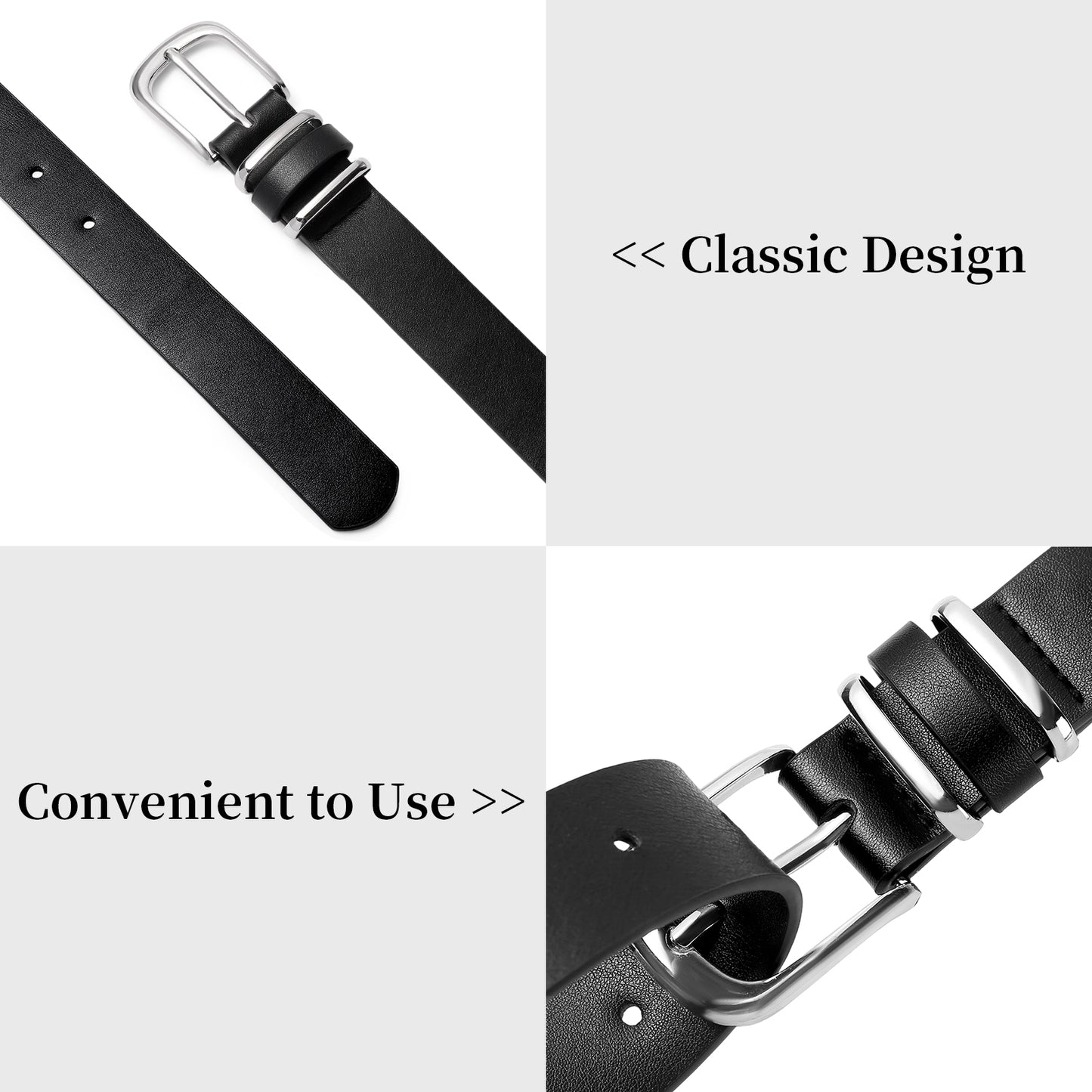 SENDEFN 2 Pack Women's Soft Leather Belt for Jeans Pants Dress Fashion Ladies Waist Belt with Silvery Buckle