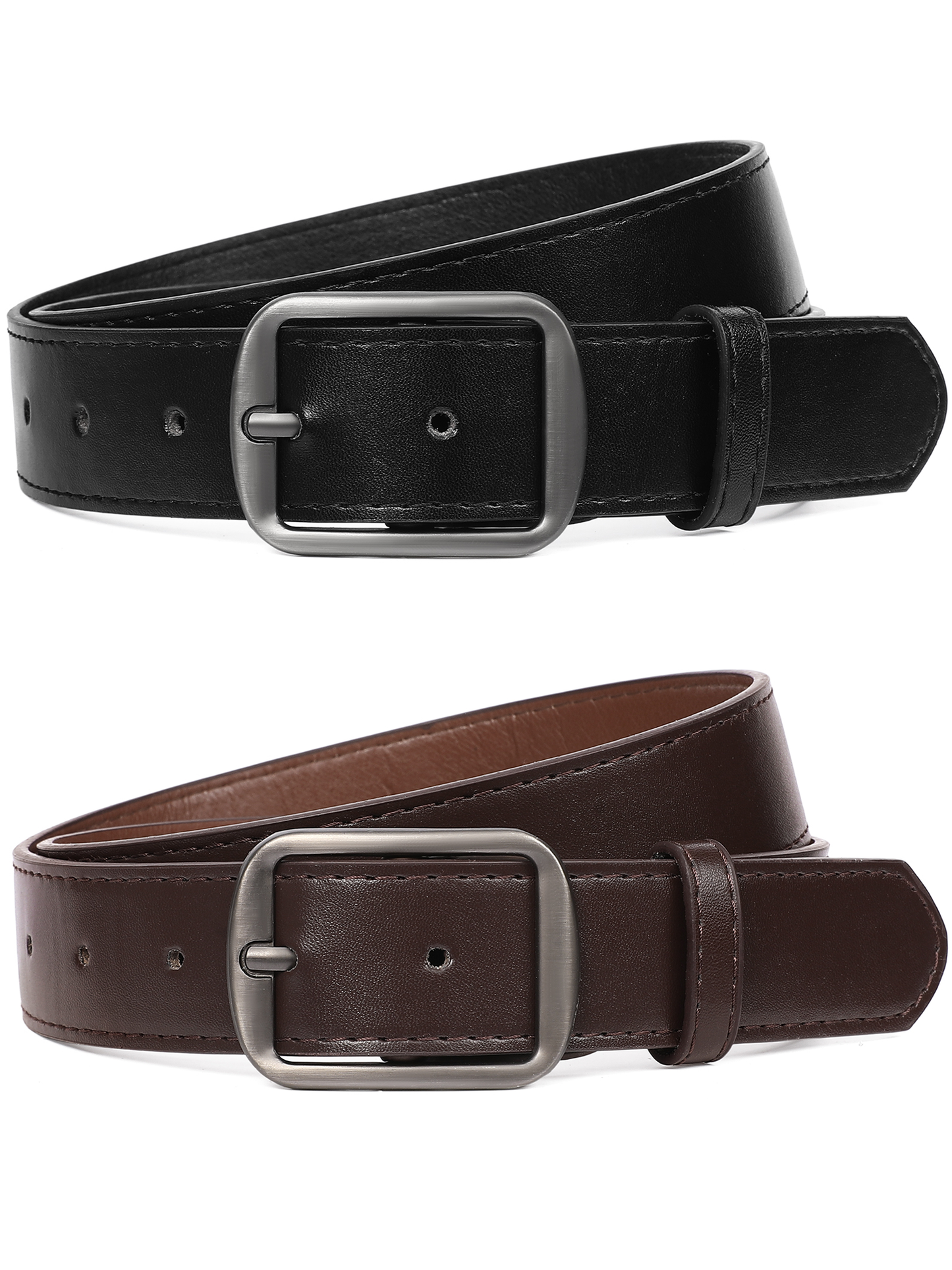 SENDEFN 2 Pack Women's Soft Leather Belt for Jeans Pants Dress Fashion Ladies Waist Belt with Elegant Buckle