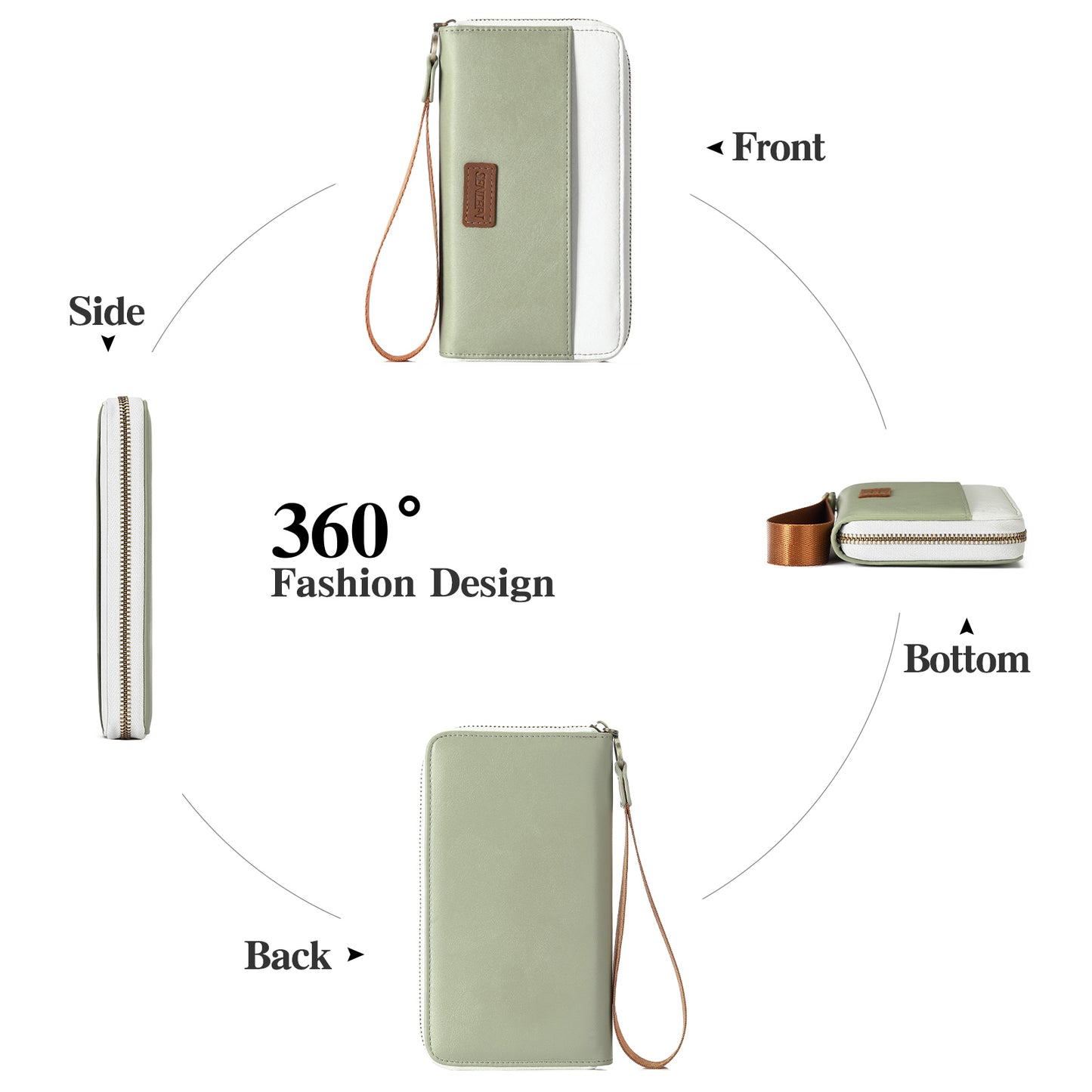 SENDEFN Wallet for Women Clutch Zip Around Credit Card Holder Leather Women's Wallet Large Capacity