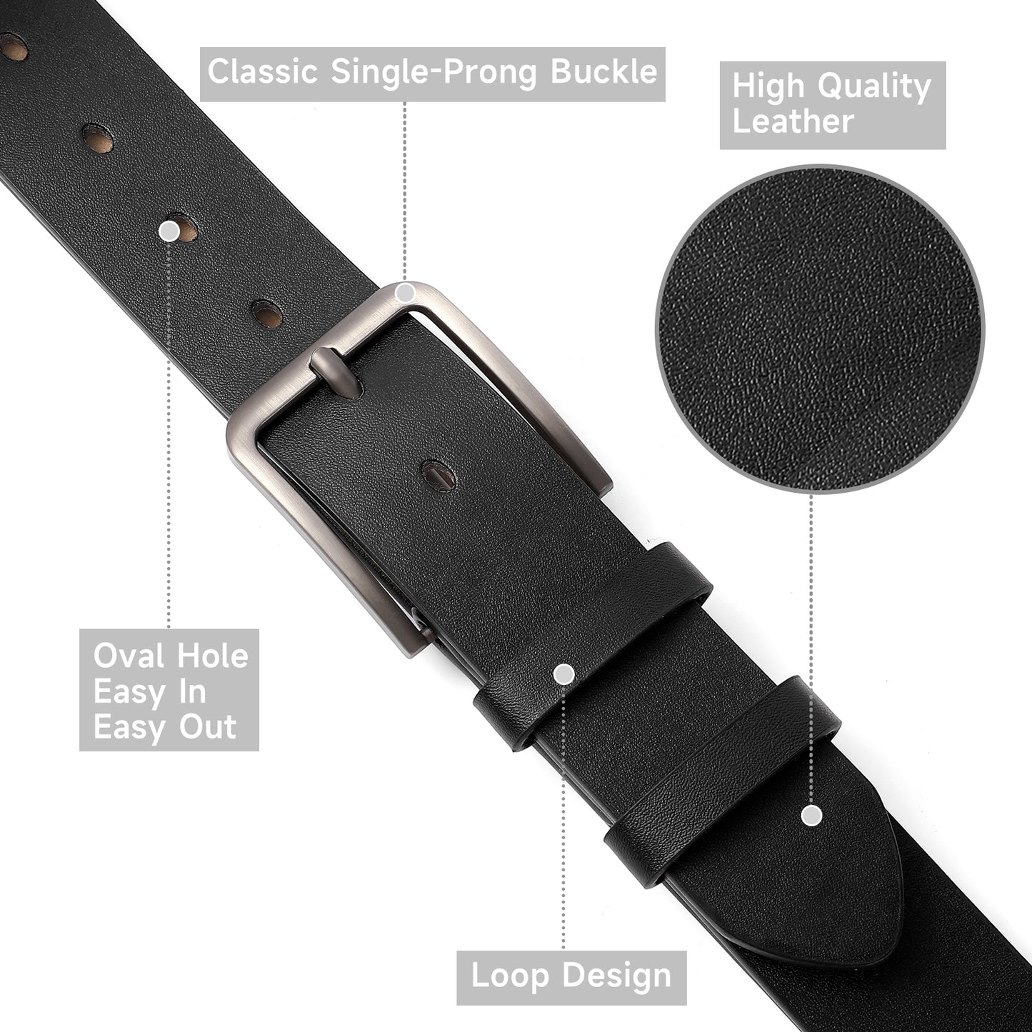 SENDEFN Mens Belt 2 Pack - Men Leather Belt Design for Work Business and Casual Golf Jeans-Everyday Wear,Gifts for Men
