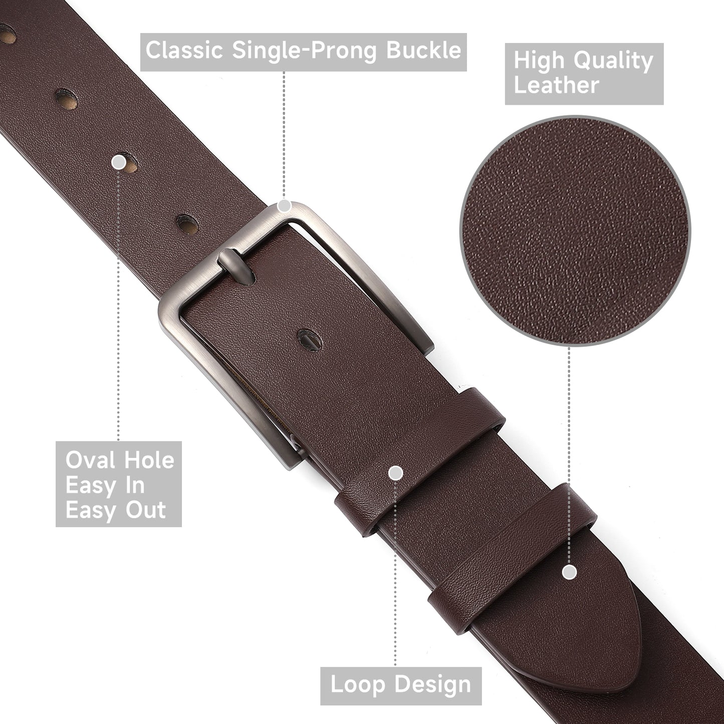 SENDEFN Mens Belt 2 Pack - Men Leather Belt Design for Work Business and Casual Golf Jeans-Everyday Wear,Gifts for Men