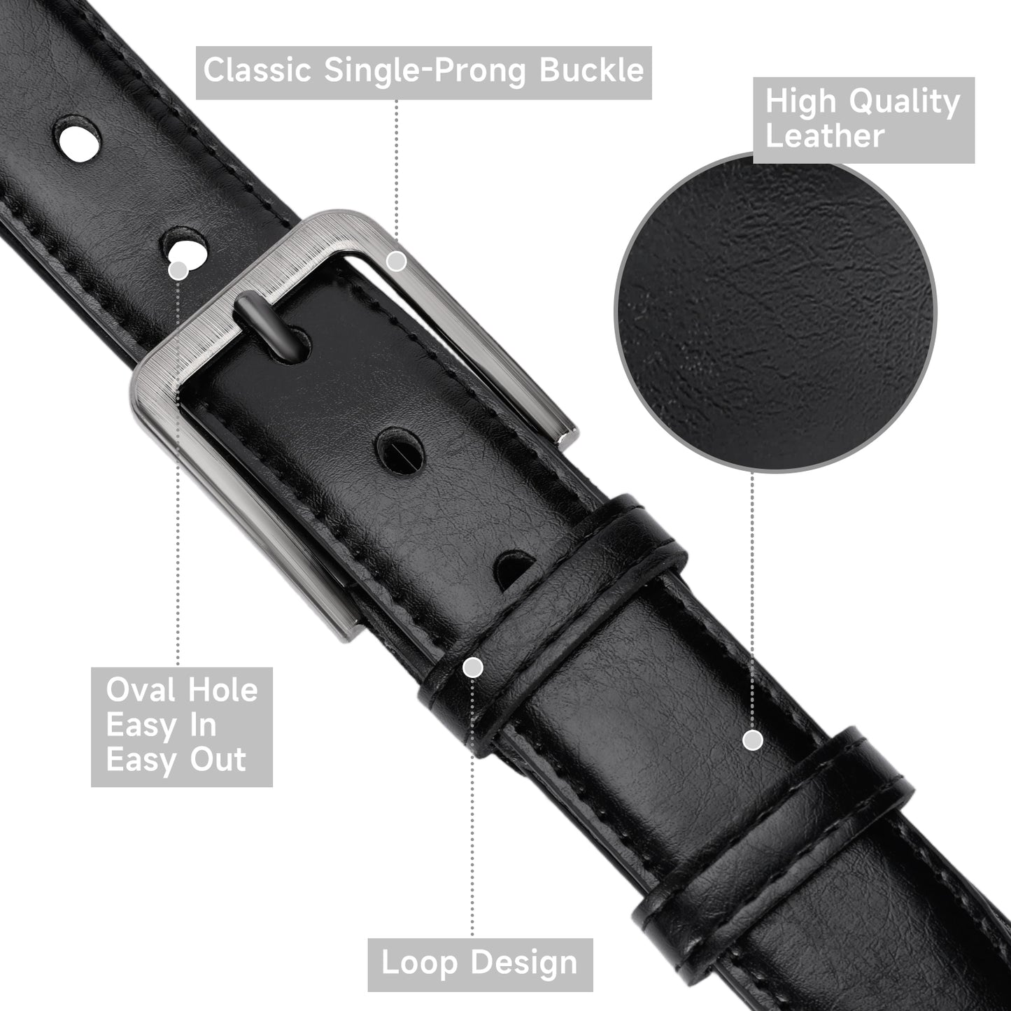 SENDEFN Mens Belt 2 Pack - Men Leather Belt Design for Work Business and Casual Golf Jeans-Everyday Wear,Gifts for Men