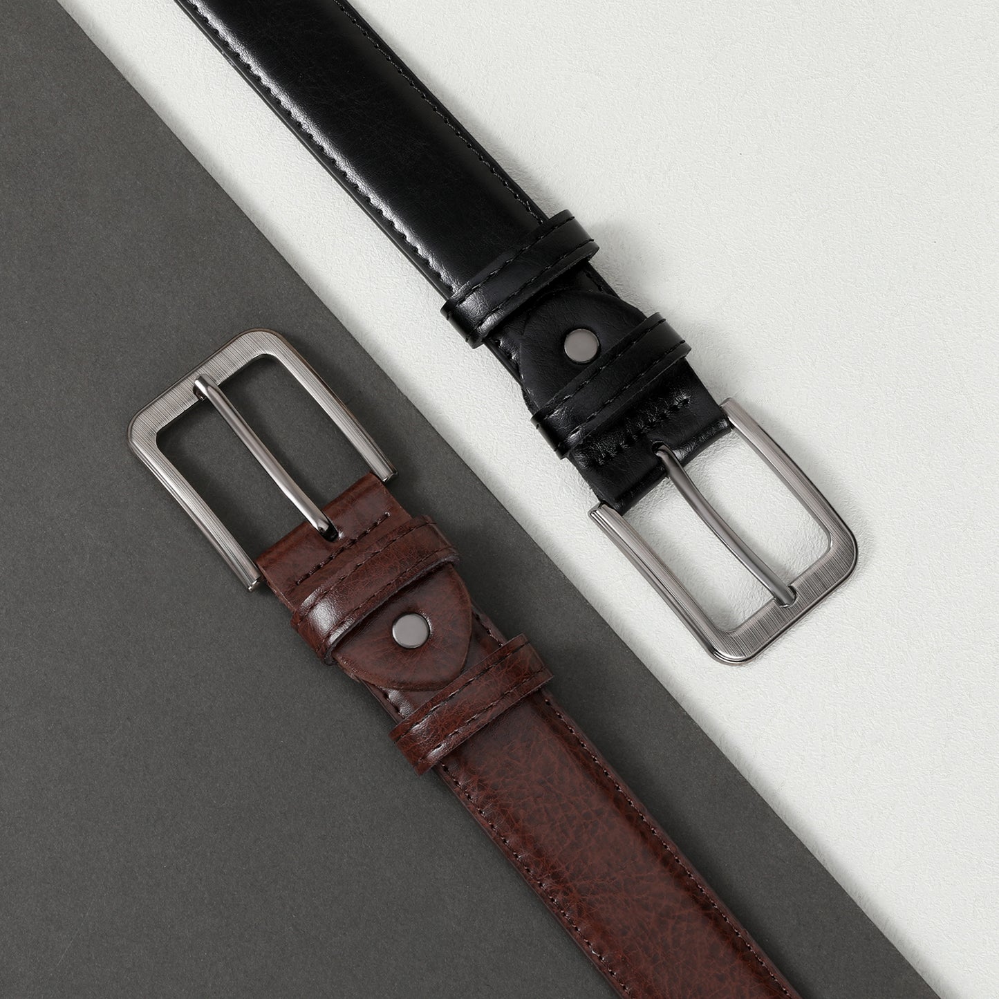 SENDEFN Mens Belt 2 Pack - Men Leather Belt Design for Work Business and Casual Golf Jeans-Everyday Wear,Gifts for Men