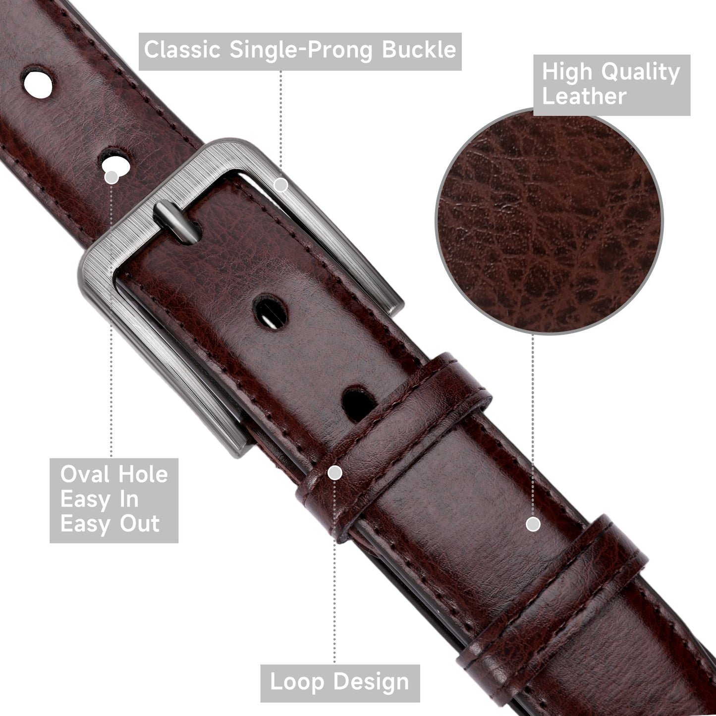 SENDEFN Mens Belt 2 Pack - Men Leather Belt Design for Work Business and Casual Golf Jeans-Everyday Wear,Gifts for Men