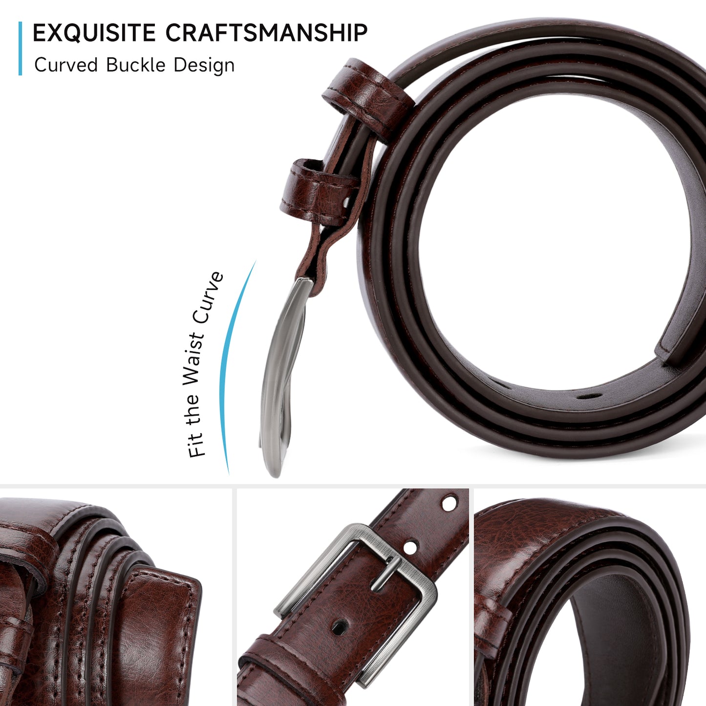 SENDEFN Mens Belt 2 Pack - Men Leather Belt Design for Work Business and Casual Golf Jeans-Everyday Wear,Gifts for Men