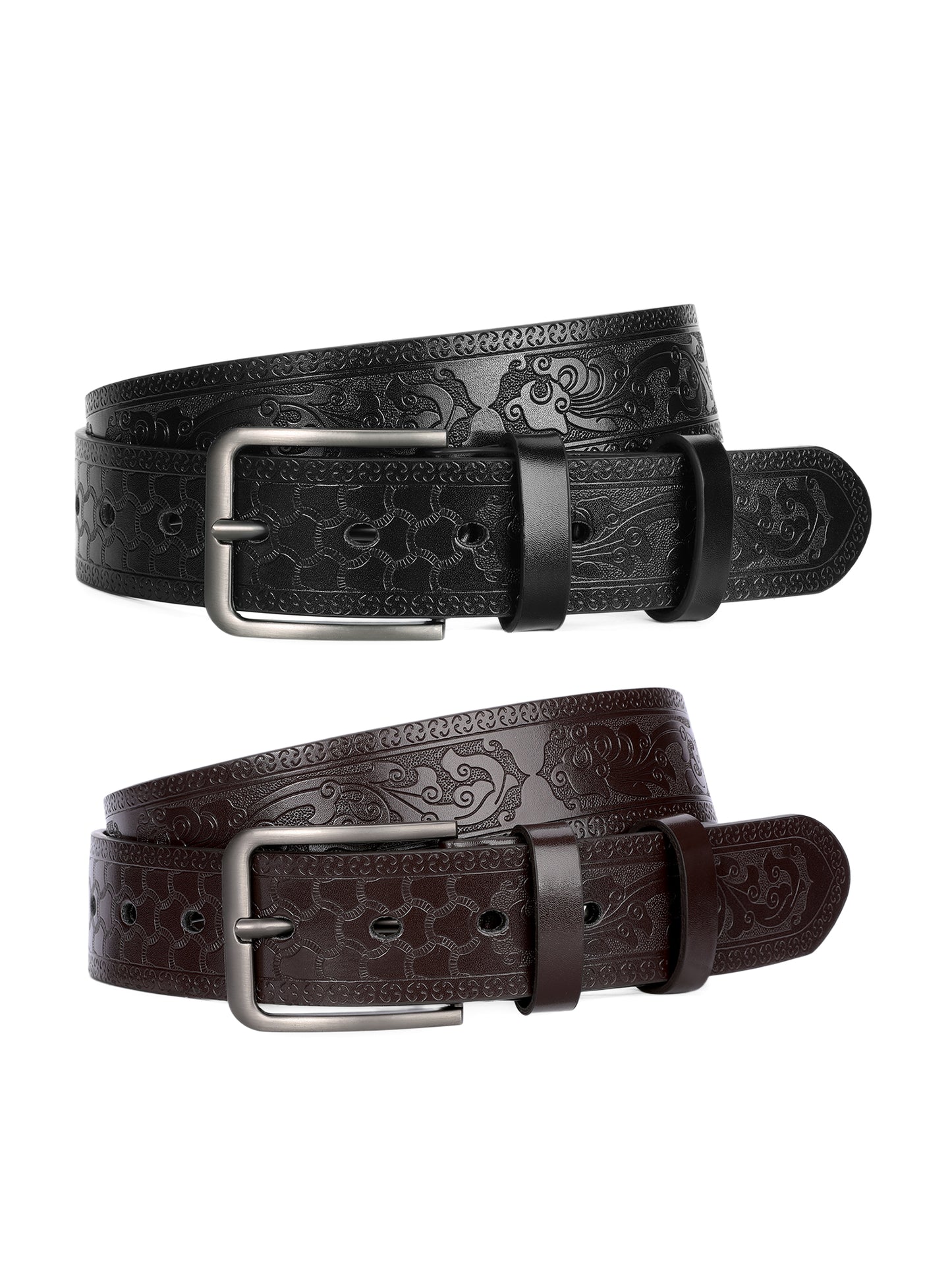 SENDEFN Leather Dress Belt Men 2 Pack - 1.5" Wide Mens Belts for Work Business Casual Jeans