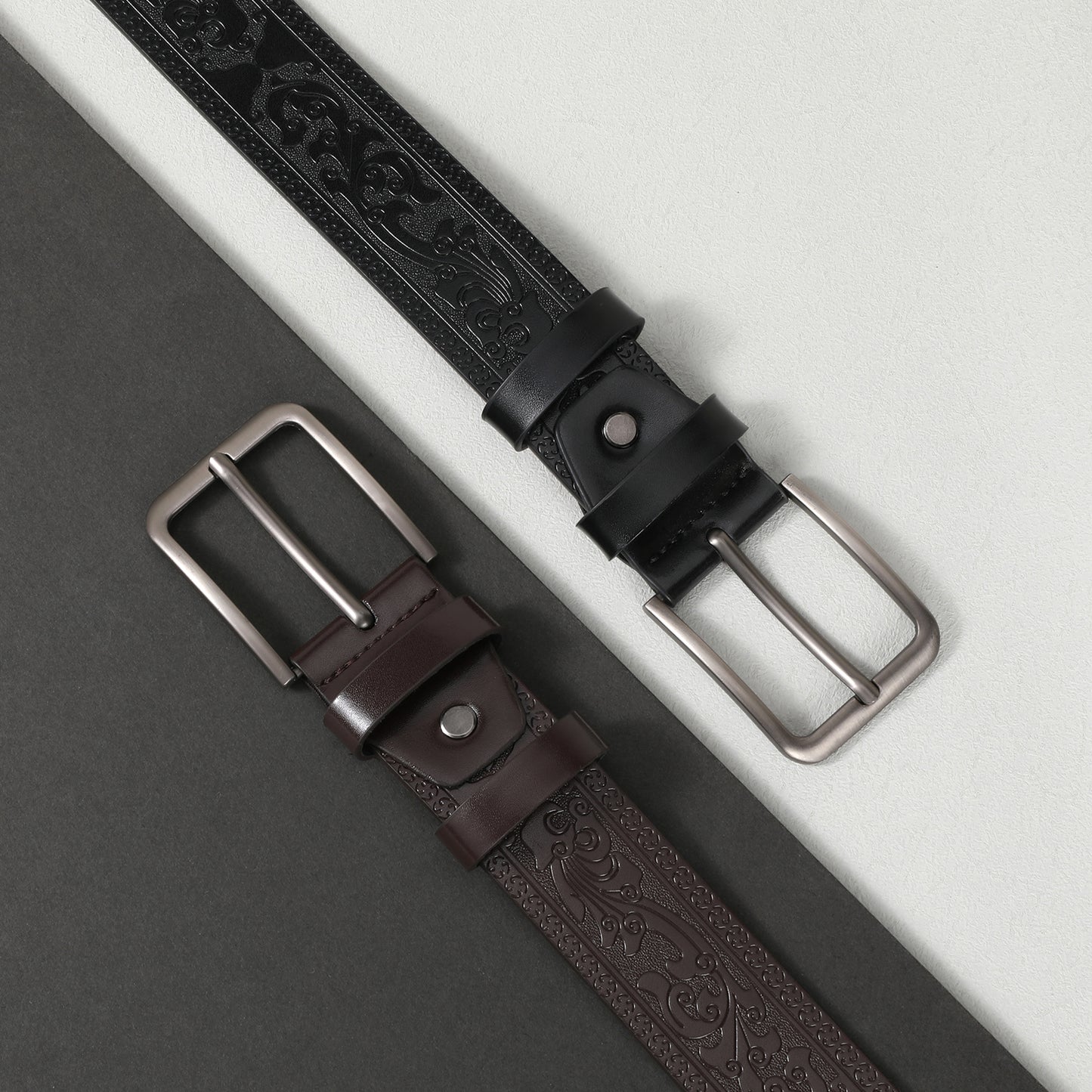 SENDEFN Leather Dress Belt Men 2 Pack - 1.5" Wide Mens Belts for Work Business Casual Jeans