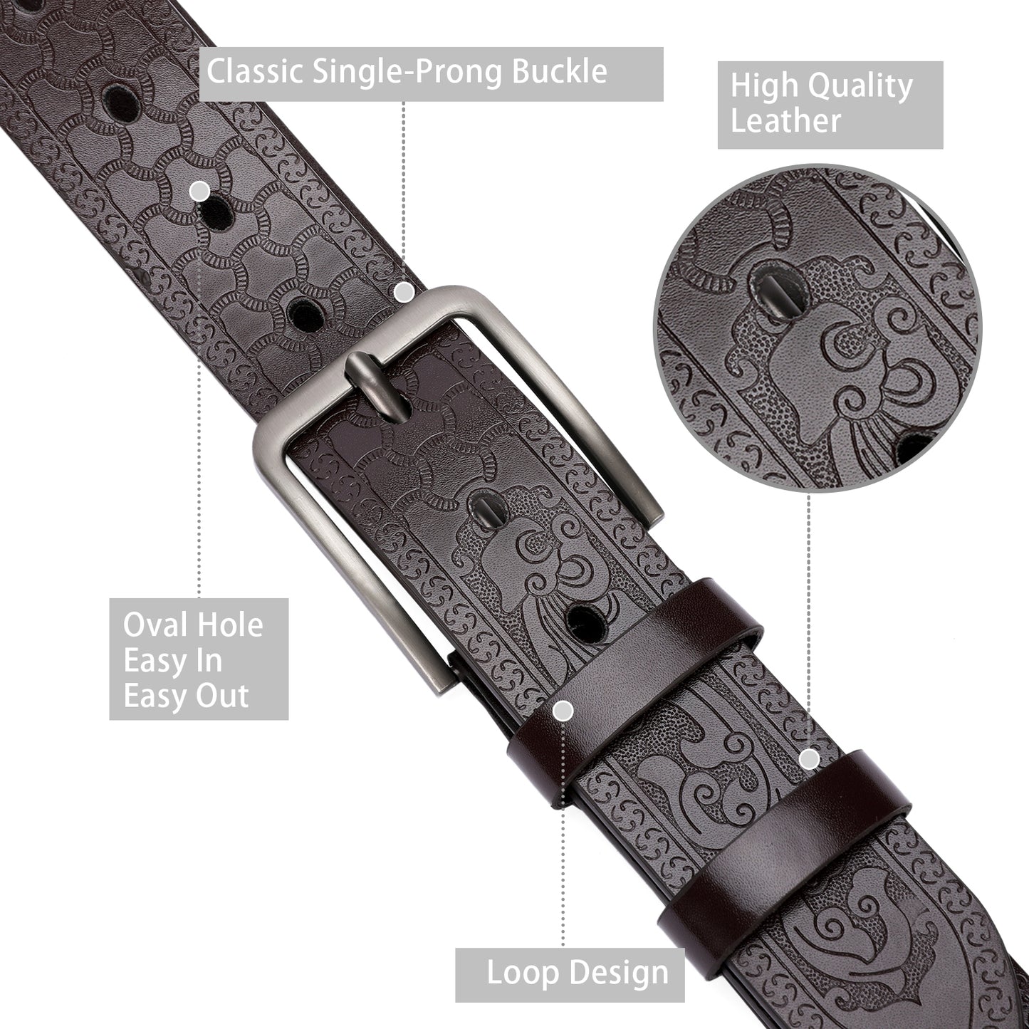 SENDEFN Leather Dress Belt Men 2 Pack - 1.5" Wide Mens Belts for Work Business Casual Jeans