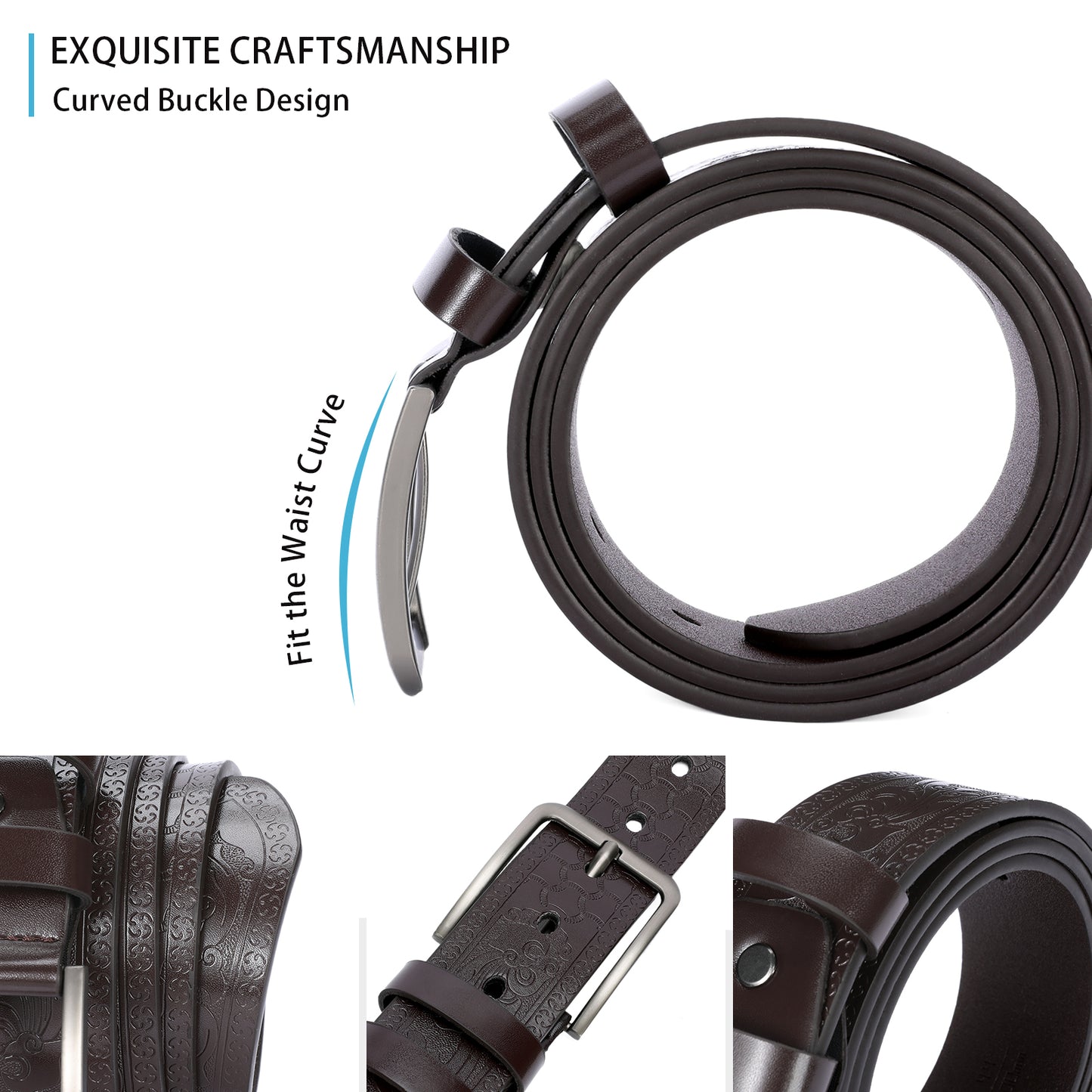SENDEFN Leather Dress Belt Men 2 Pack - 1.5" Wide Mens Belts for Work Business Casual Jeans