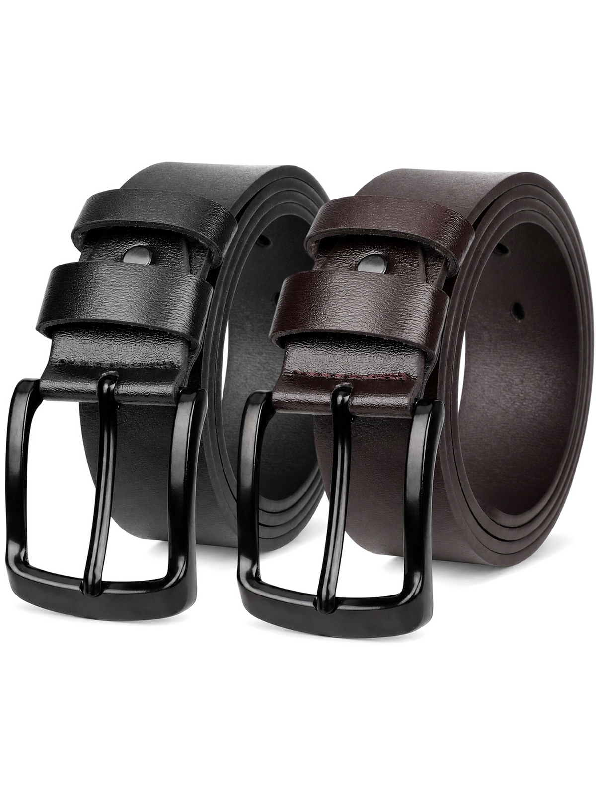 SENDEFN 2 Pack Men's Leather Dress Belts,Every Day Leather Jeans Belt for Men Work Business Casual