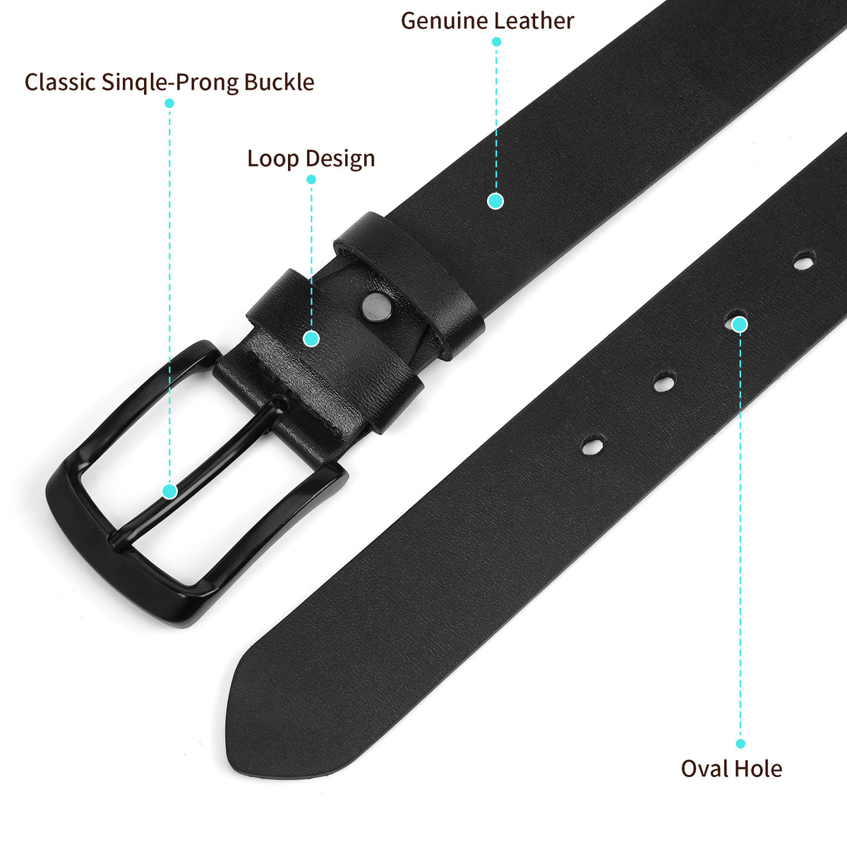 SENDEFN 2 Pack Men's Leather Dress Belts,Every Day Leather Jeans Belt for Men Work Business Casual