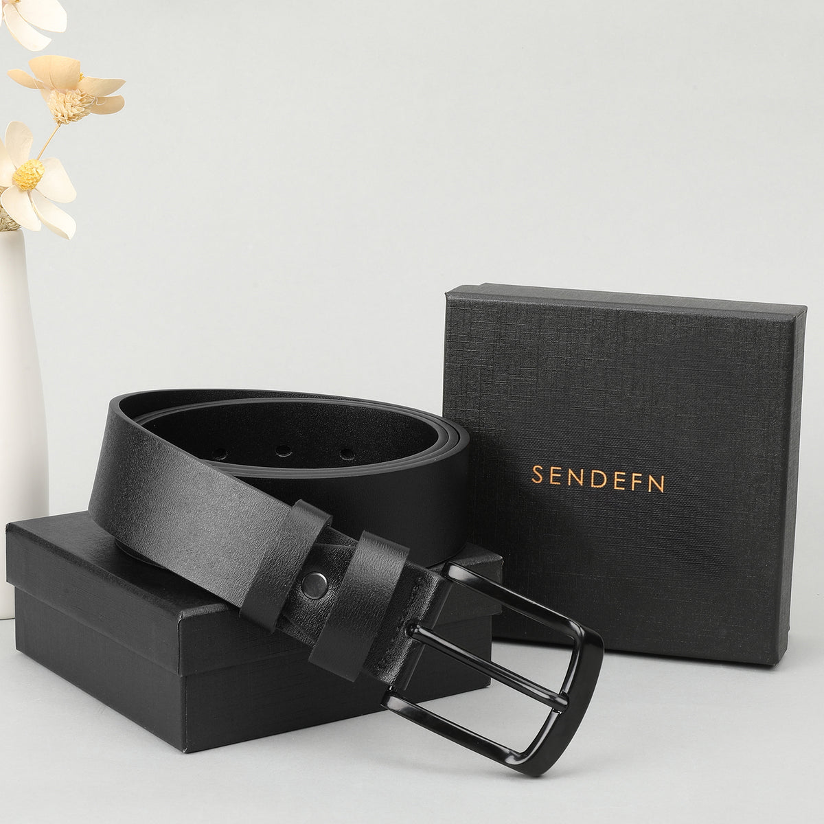 SENDEFN 2 Pack Men's Leather Dress Belts,Every Day Leather Jeans Belt for Men Work Business Casual