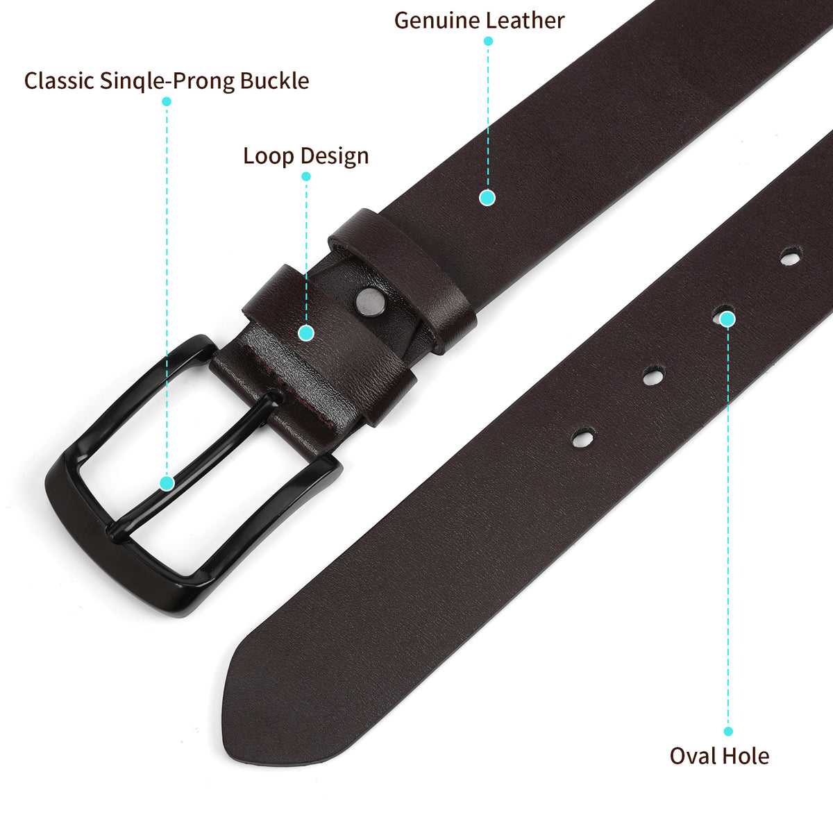SENDEFN 2 Pack Men's Leather Dress Belts,Every Day Leather Jeans Belt for Men Work Business Casual
