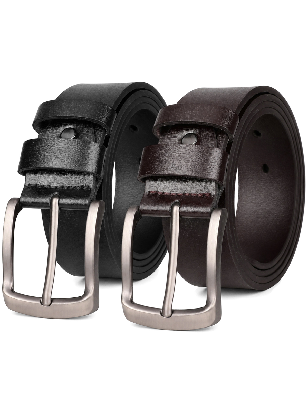 SENDEFN 2 Pack Men's Leather Dress Belts,Every Day Leather Jeans Belt for Men Work Business Casual