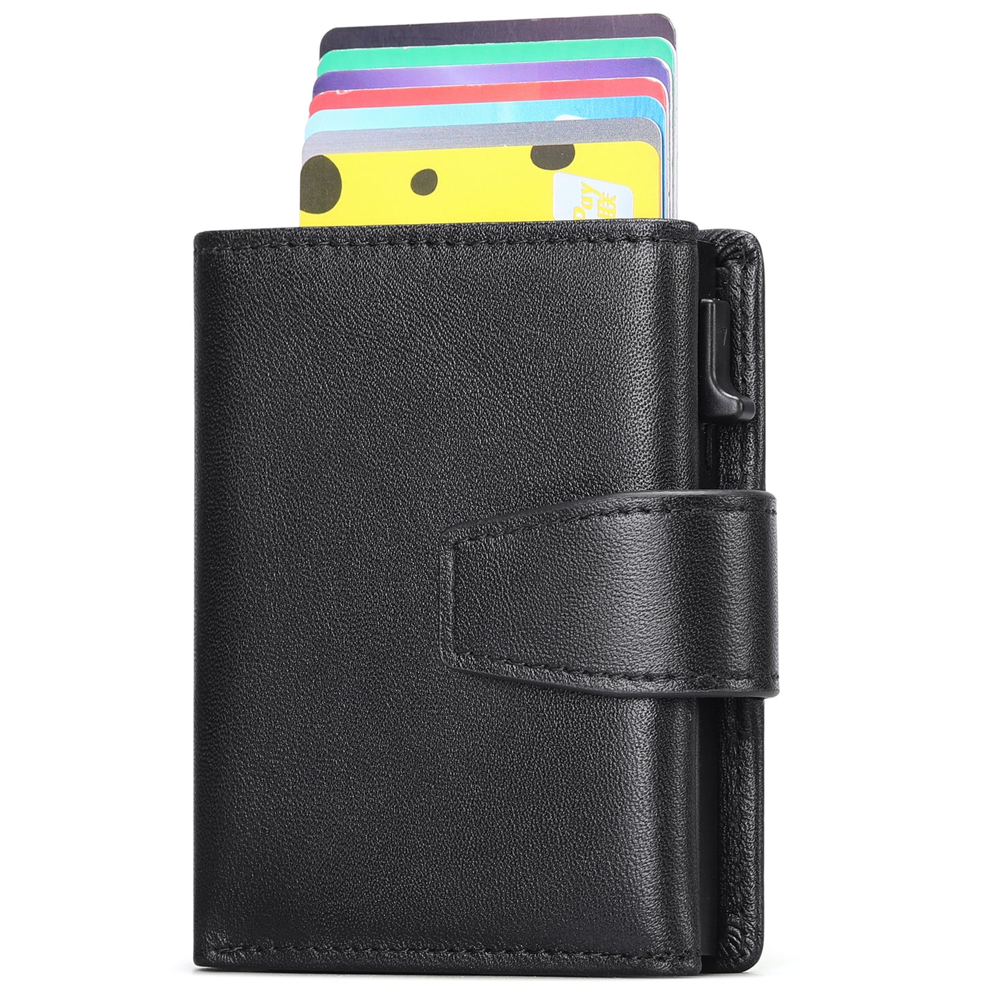 Sendefn Pop up Wallet for Men Card Holder RFID Blocking Leather Wallets Minimalist Card Case with Coin Pocket