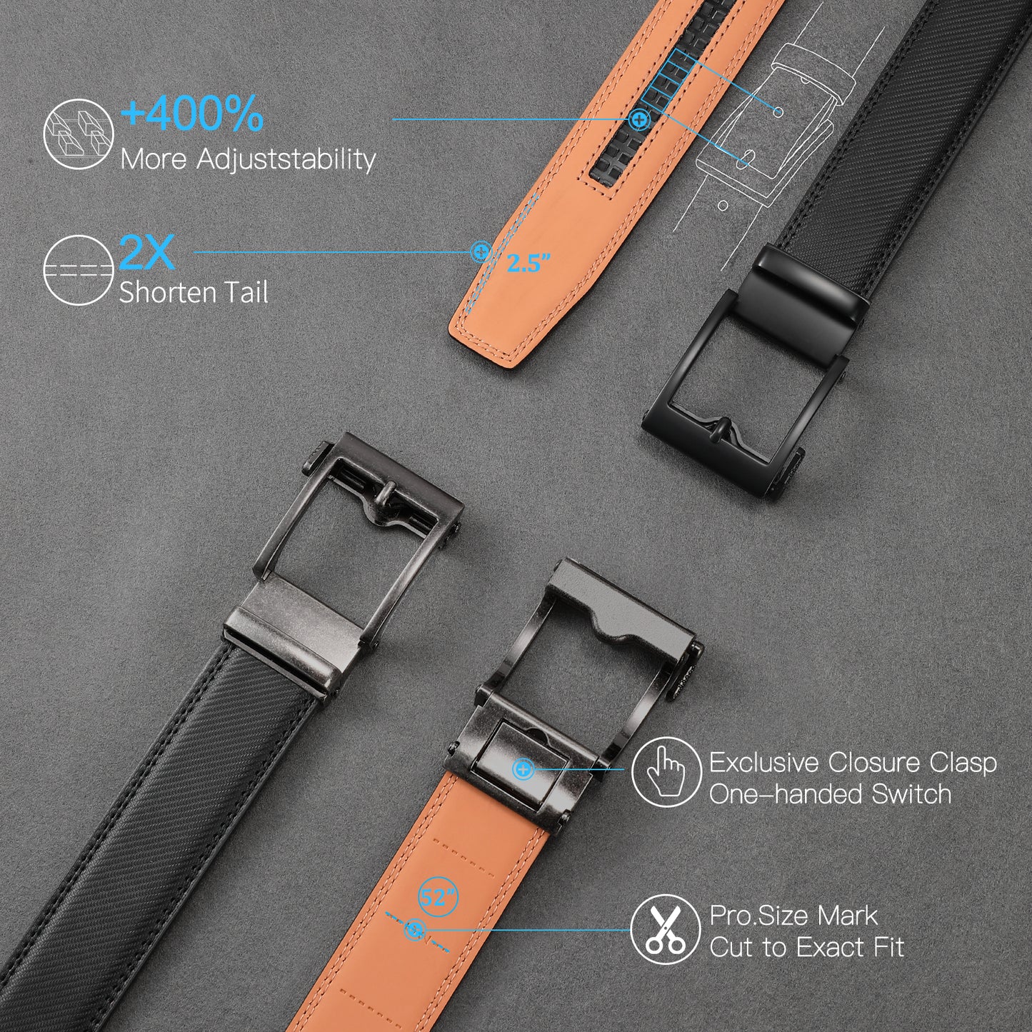 SENDEFN Mens Ratchet Belt Leather 1 3/8'' Adjustable Belts for Mens Dress Casual Jeans Comfort Trim to Fit with Gift Box