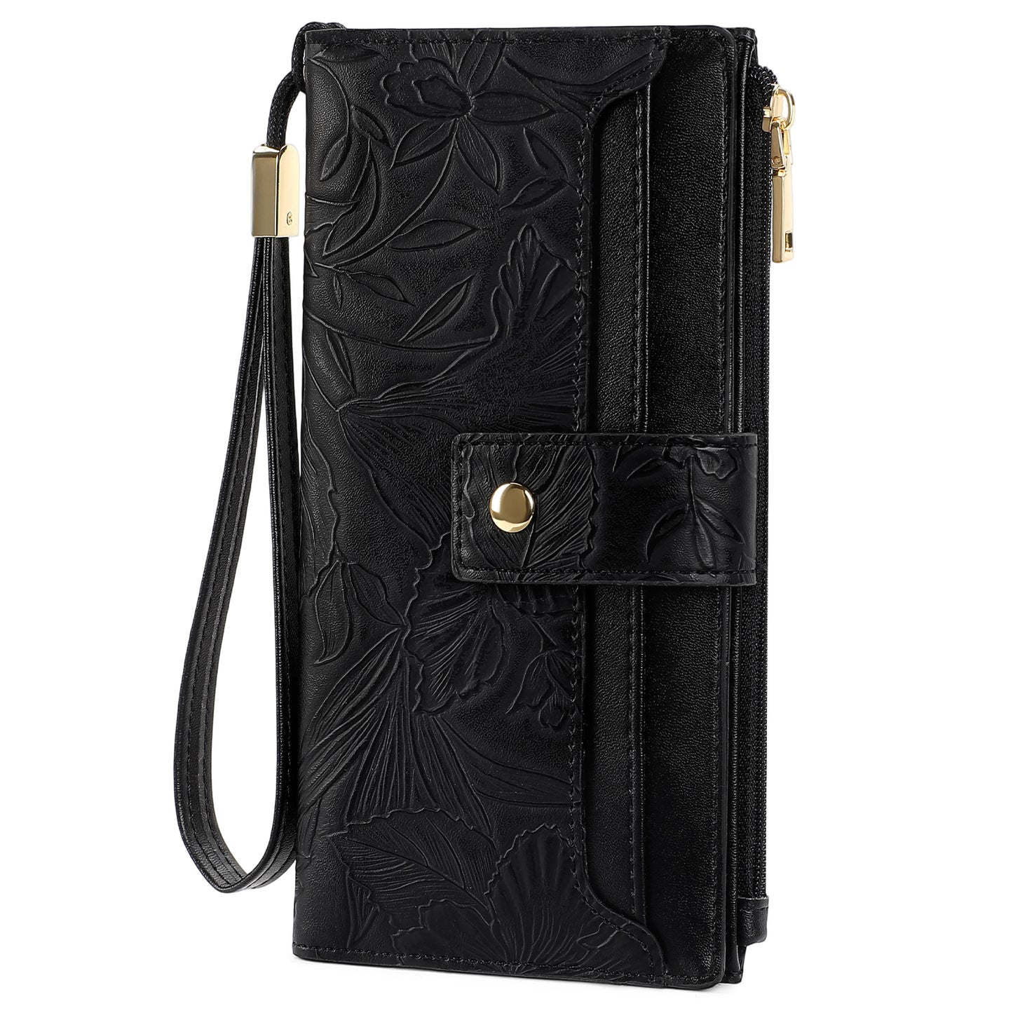 SENDEFN Womens Print Floral Wallet Leather Credit Card Holder Wallet RFID Wristlet Wallet for Women Ladies Clutch Long Purses
