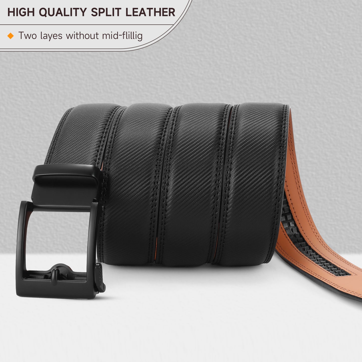SENDEFN Mens Ratchet Belt Leather 1 3/8'' Adjustable Belts for Mens Dress Casual Jeans Comfort Trim to Fit with Gift Box