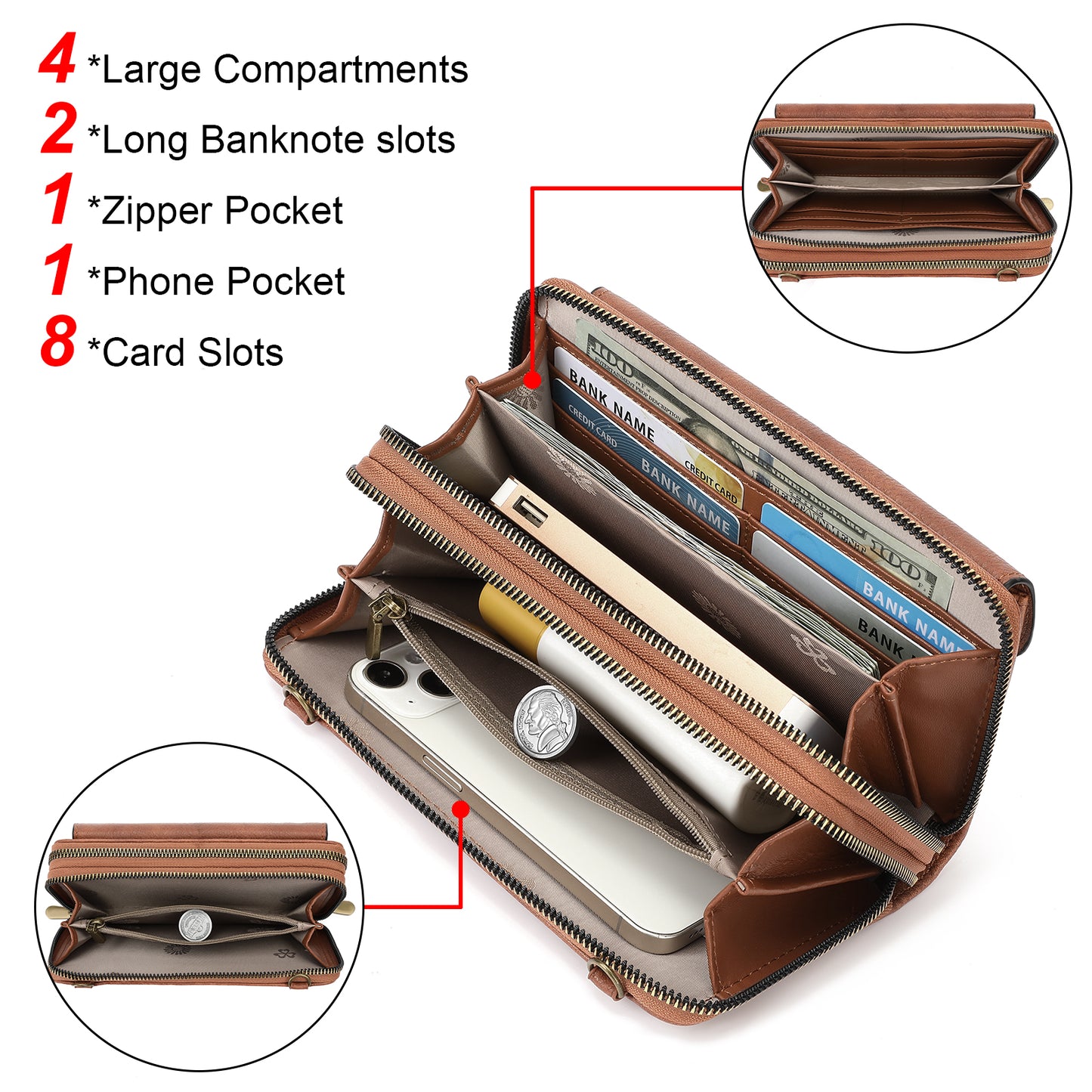 SENDEFN Small Crossbody Phone Purses for Women Vegan Leather Crossbody Bags Shoulder Handbags