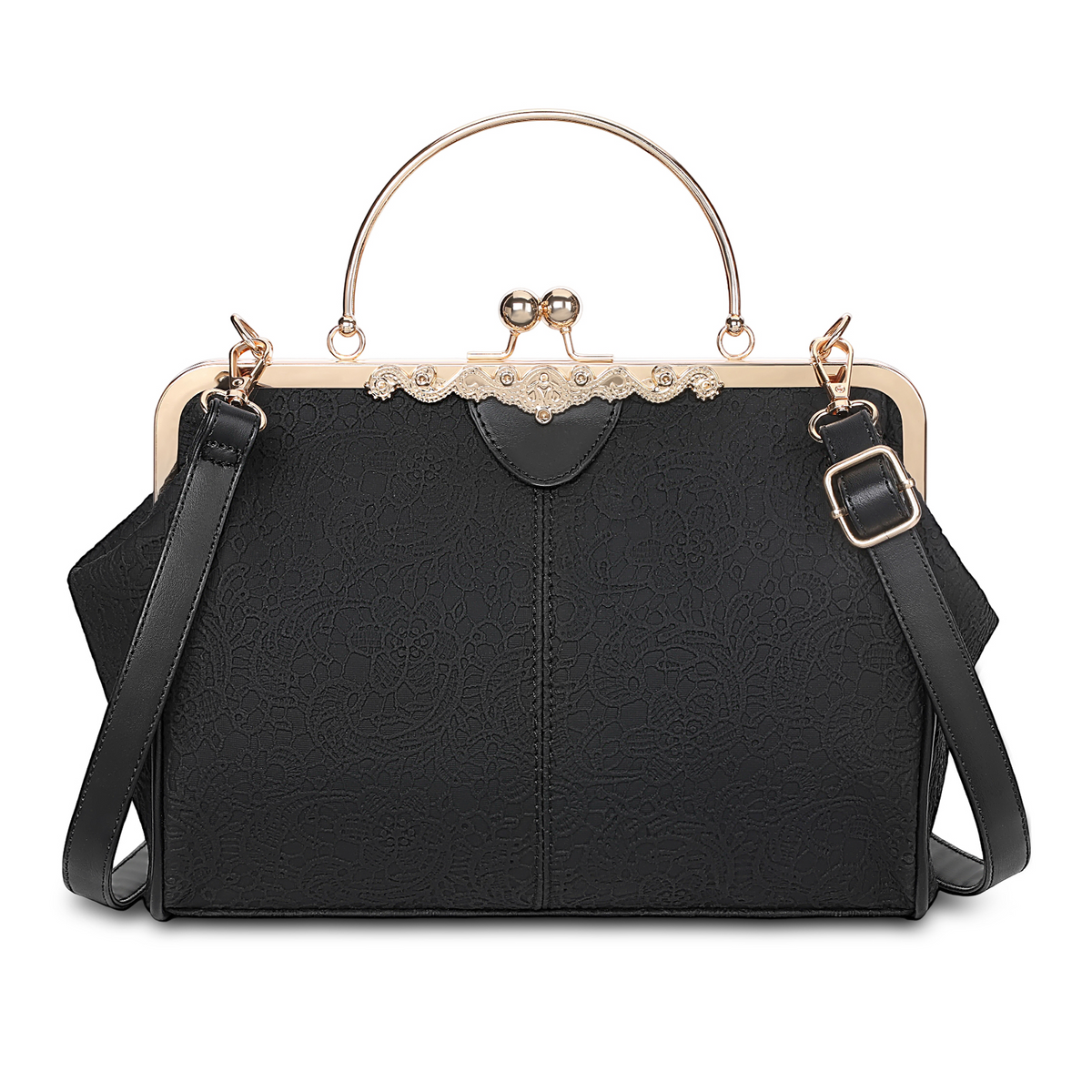 SENDEFN Handbag for Women Shoulder Bag Kiss Lock Medium Top Handle Satchel Purse Retro Crossbody Bag