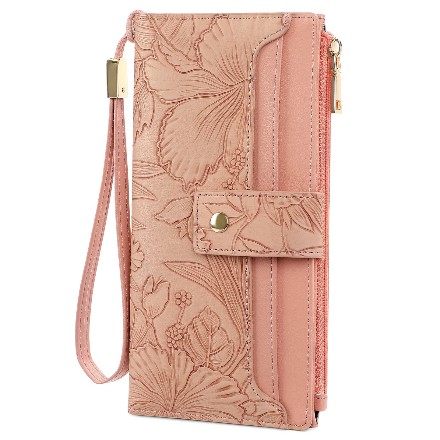 SENDEFN Womens Print Floral Wallet Leather Credit Card Holder Wallet RFID Wristlet Wallet for Women Ladies Clutch Long Purses