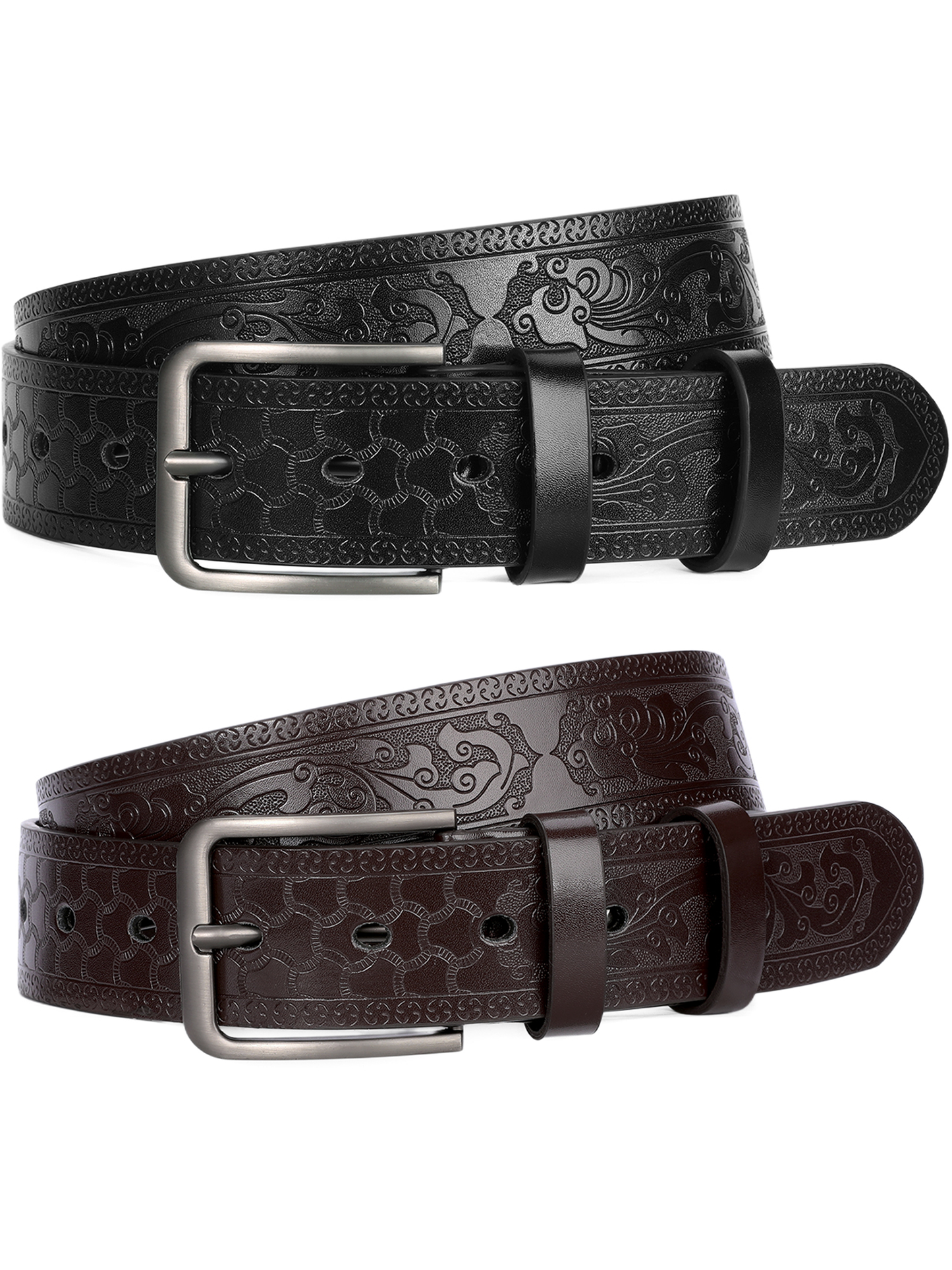 SENDEFN Leather Dress Belt Men 2 Pack - 1.5" Wide Mens Belts for Work Business Casual Jeans