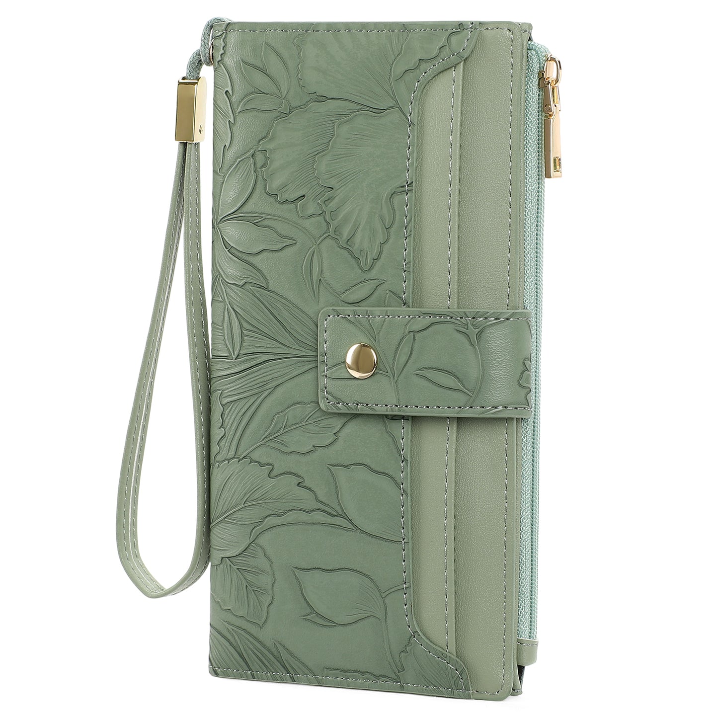 SENDEFN Womens Print Floral Wallet Leather Credit Card Holder Wallet RFID Wristlet Wallet for Women Ladies Clutch Long Purses