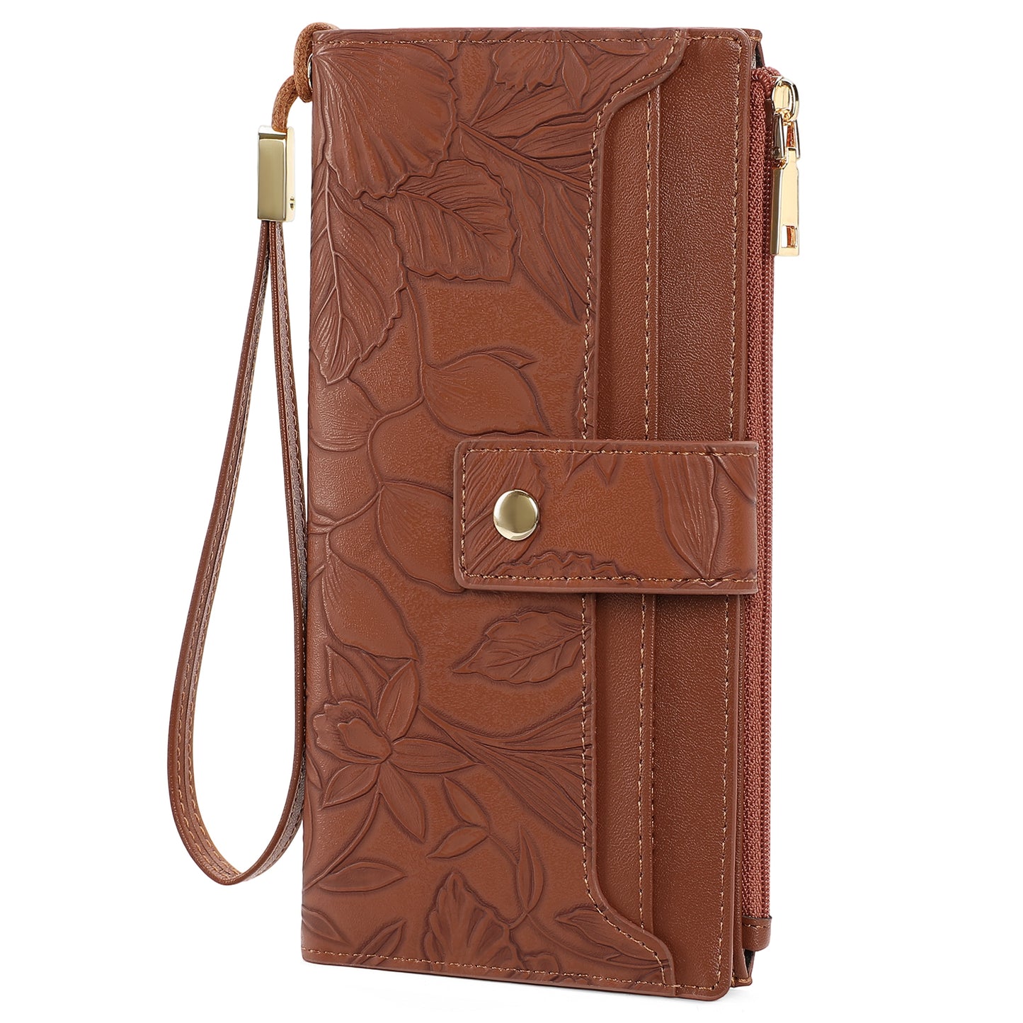 SENDEFN Womens Print Floral Wallet Leather Credit Card Holder Wallet RFID Wristlet Wallet for Women Ladies Clutch Long Purses