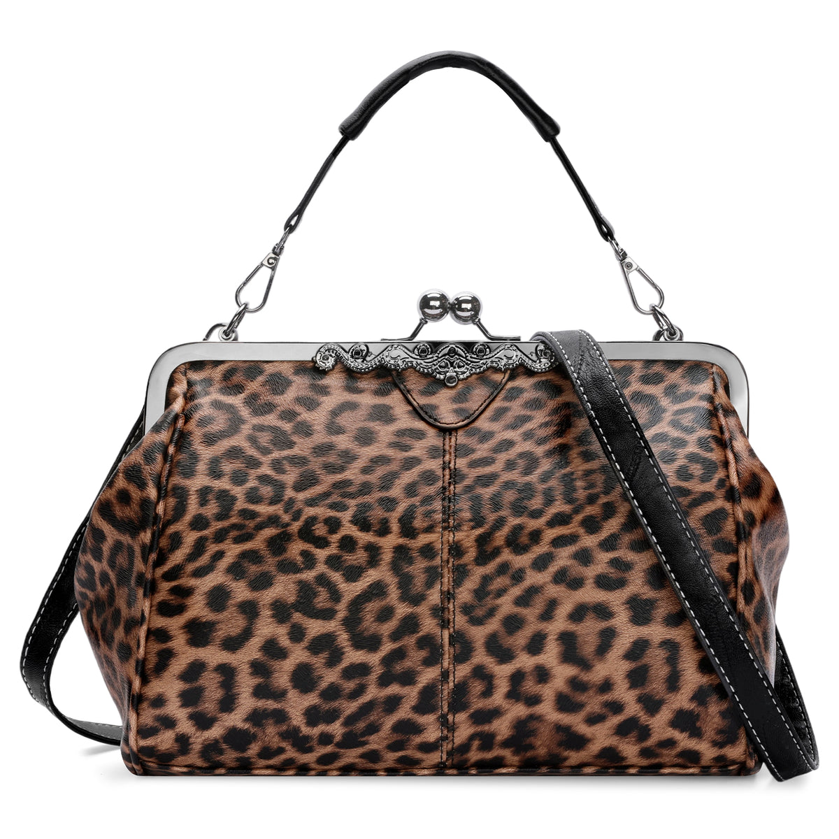 SENDEFN Handbag for Women Shoulder Bag Kiss Lock Medium Top Handle Satchel Purse Retro Crossbody Bag Evening Clutch Purses