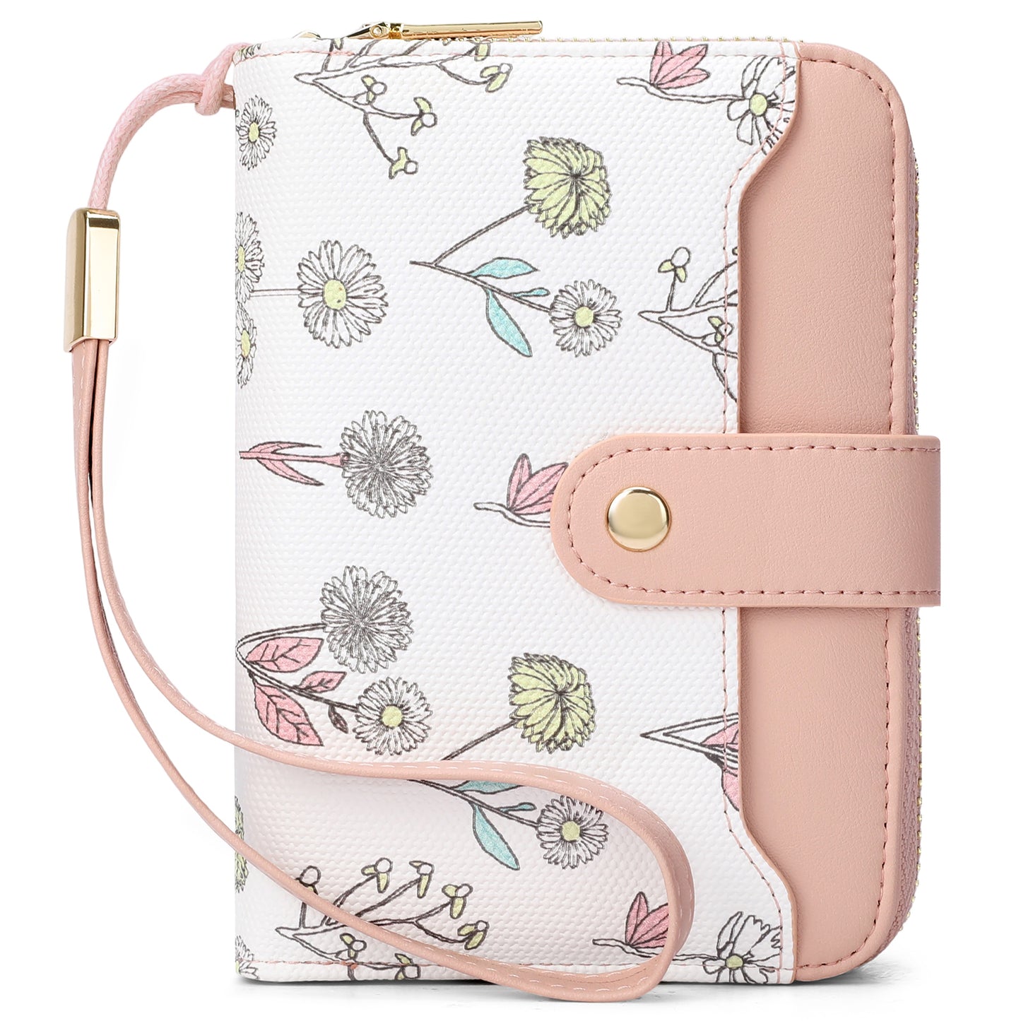 SENDEFN Women Floral Flower Wallet Small Bifold Zipper Coin Pocket Purse RFID Credit Card Holder Purse with ID Windows