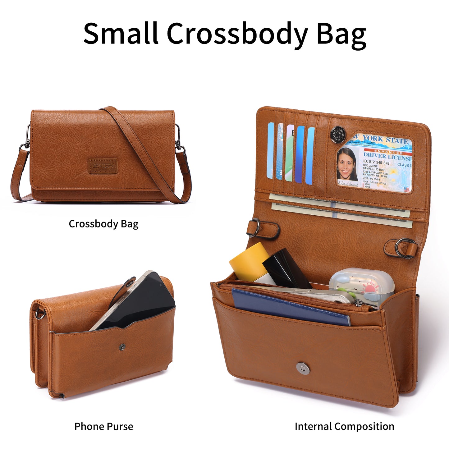 Sendefn Crossbody Bags For Women,Wallet Phone Purse Shoulder handbags Multi-Function Small RFID Clutch Card Holder