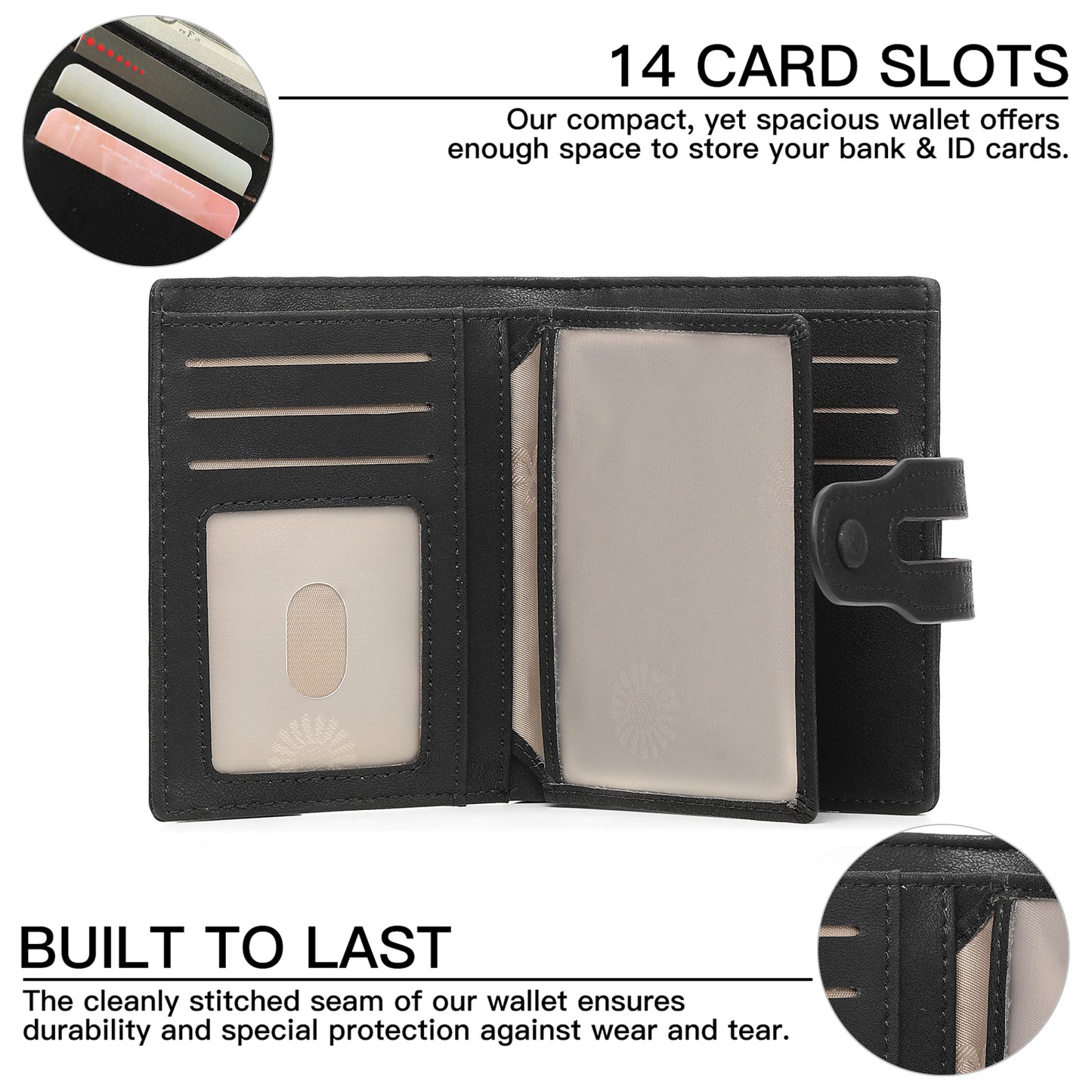 SENDEFN Leather Wallet for Men RFID Blocking Large Capacity Bifold Wallet Minimalist Back Pocket Wallets for Men with Zipper Coin Pocket